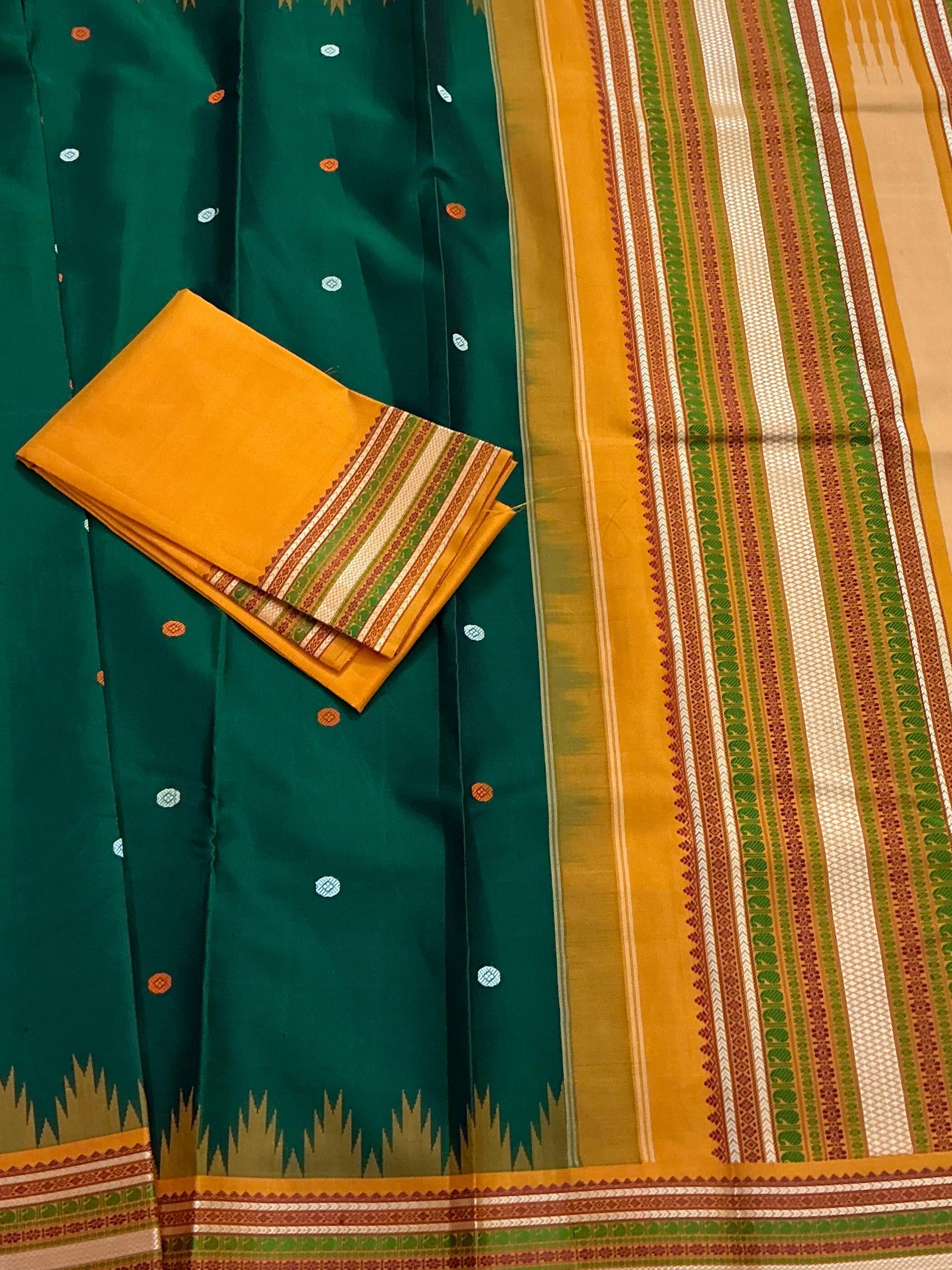 No Zari Korvai Kanjivaram Silk (Green)
