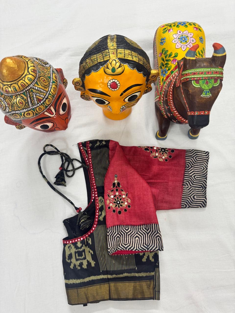 Handcrafted Ready to Wear Blouse - tussar & Ikat