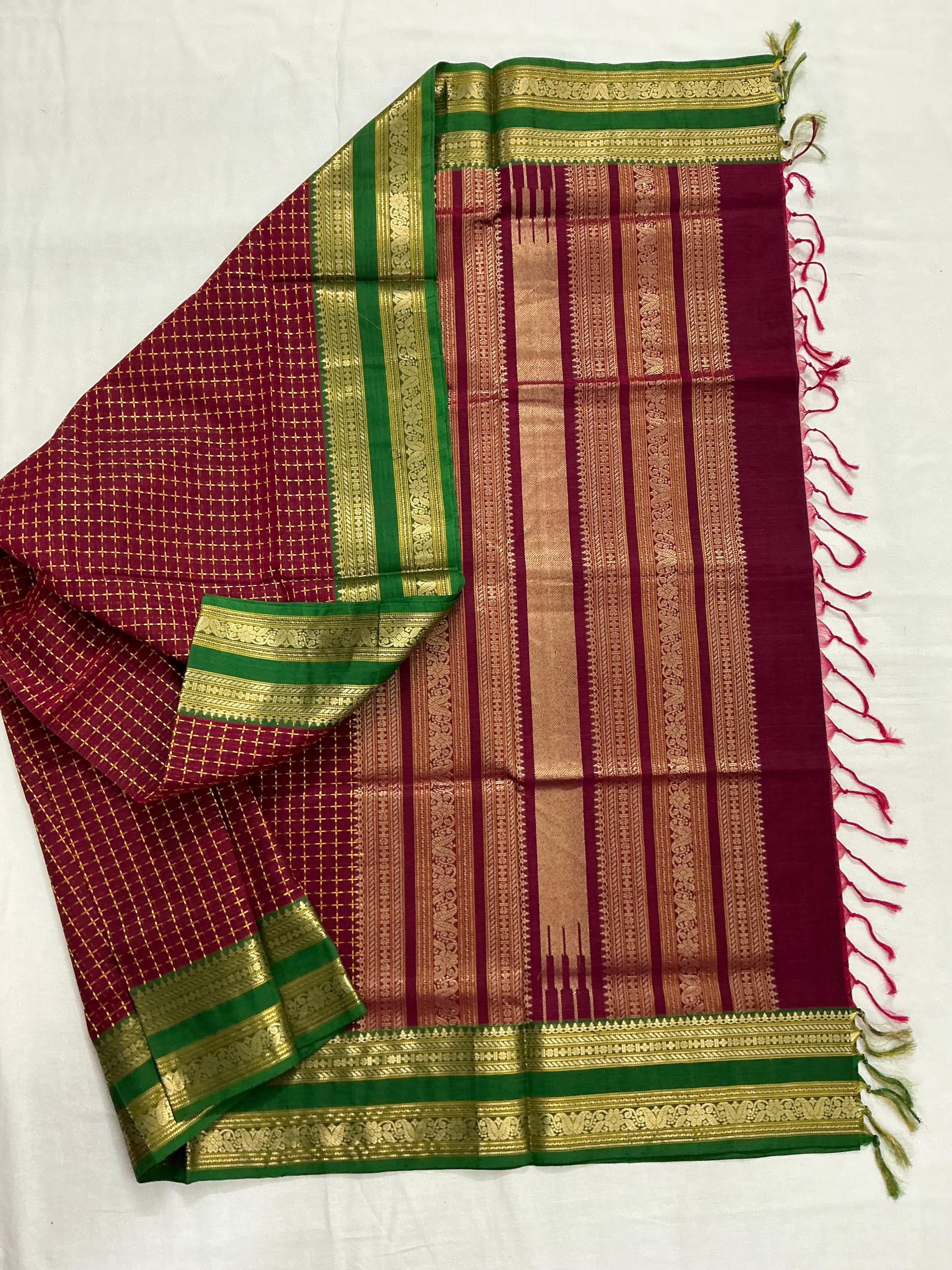 Handwoven Silk Cotton with Zari motifs