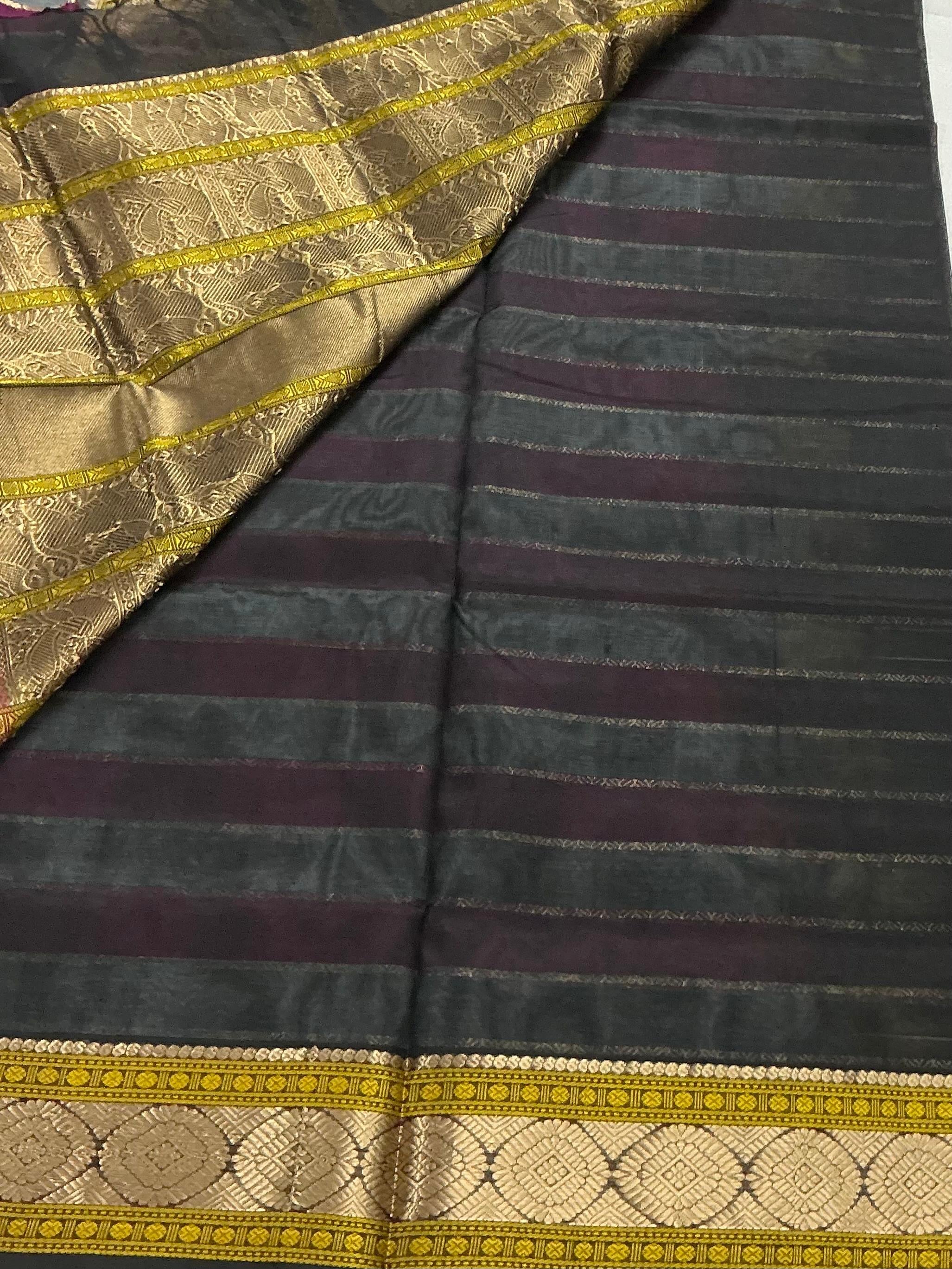 Handwoven Silk Cotton with Zari motifs