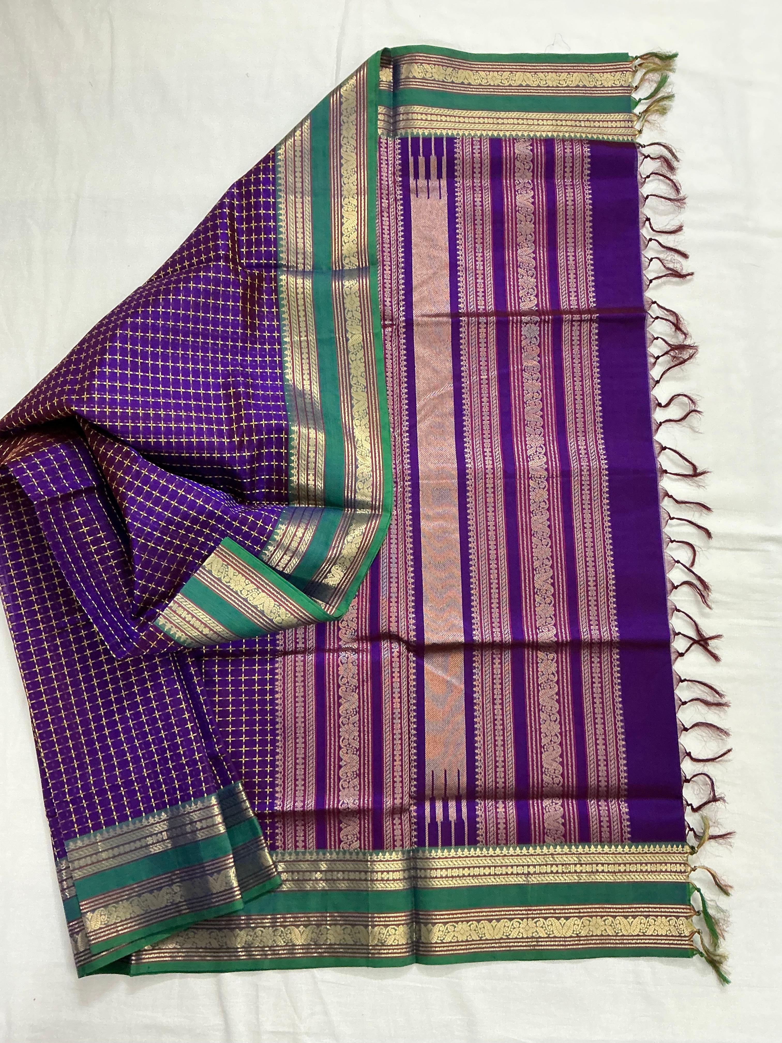 Handwoven Silk Cotton with Zari motifs