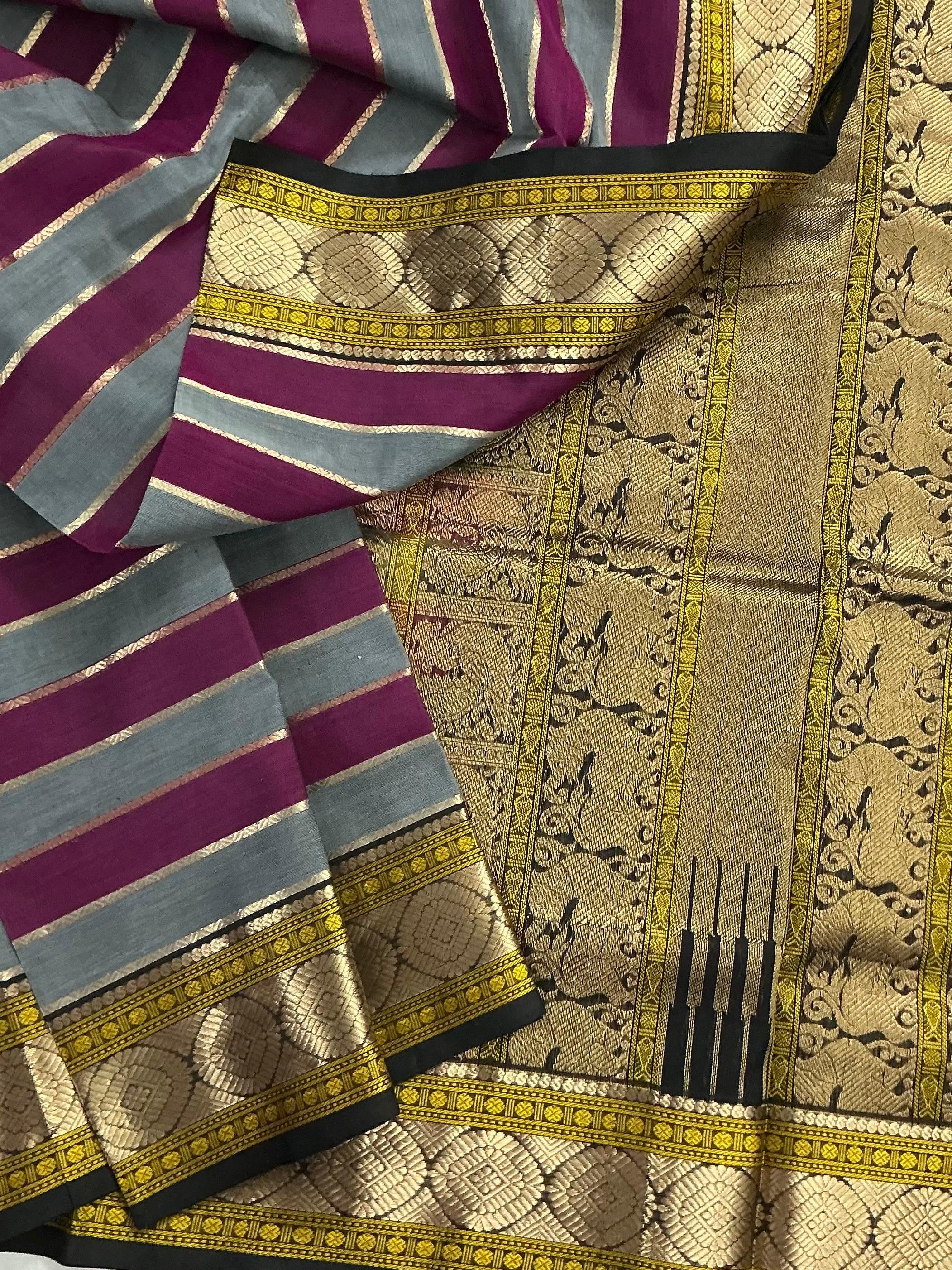 Handwoven Silk Cotton with Zari motifs