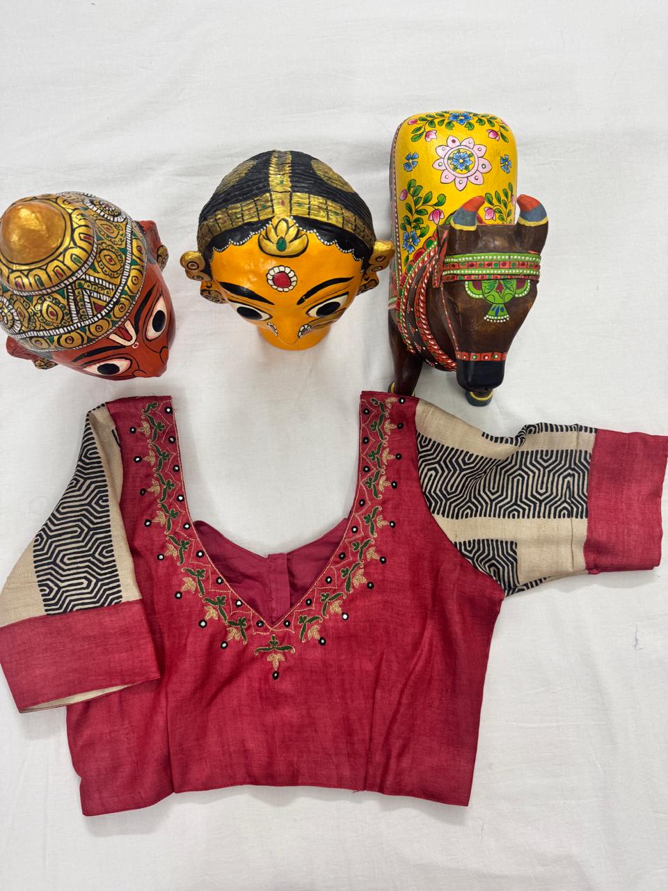 Handcrafted Ready to Wear Blouse - tussar