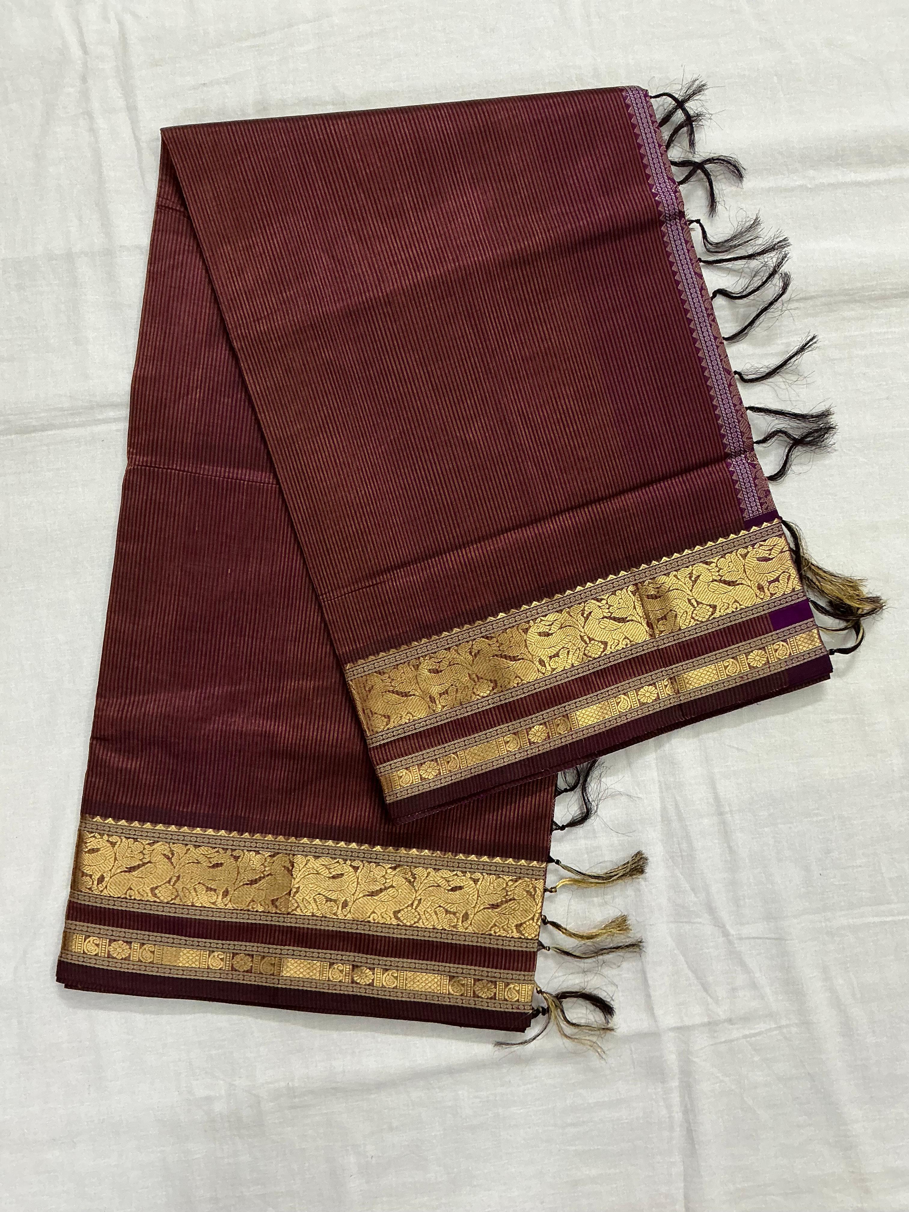 Handwoven Silk Cotton with Zari motifs