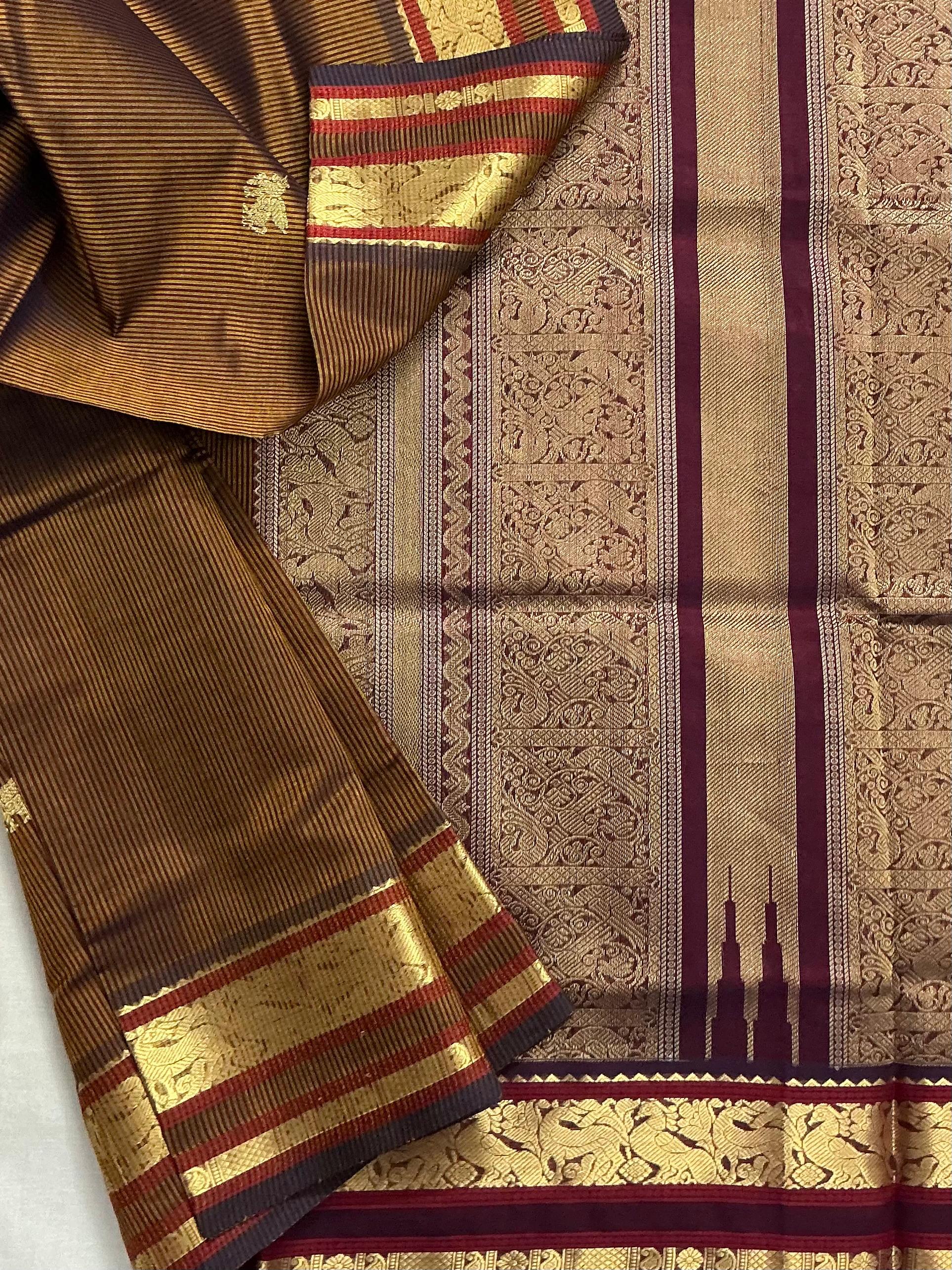Handwoven Silk Cotton with Zari motifs