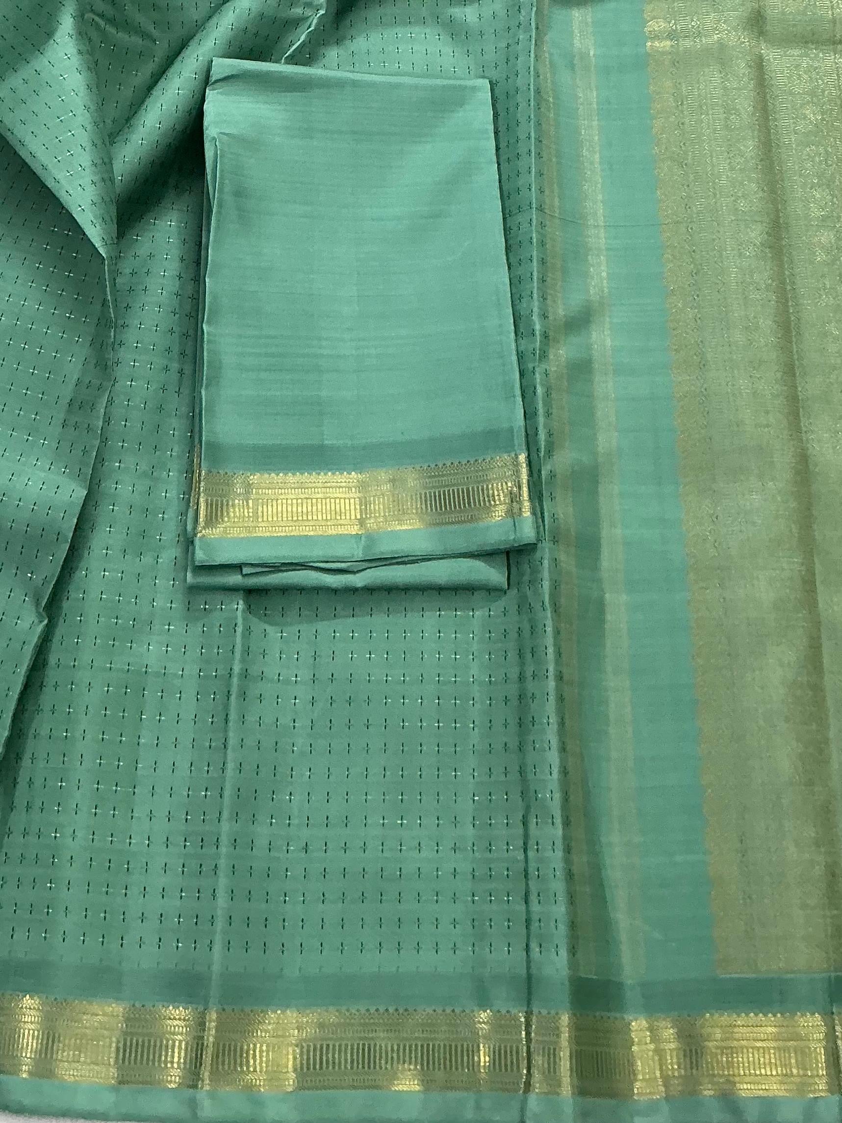 Swara: Plus Butta Kanjivaram Silk (Mint Green)