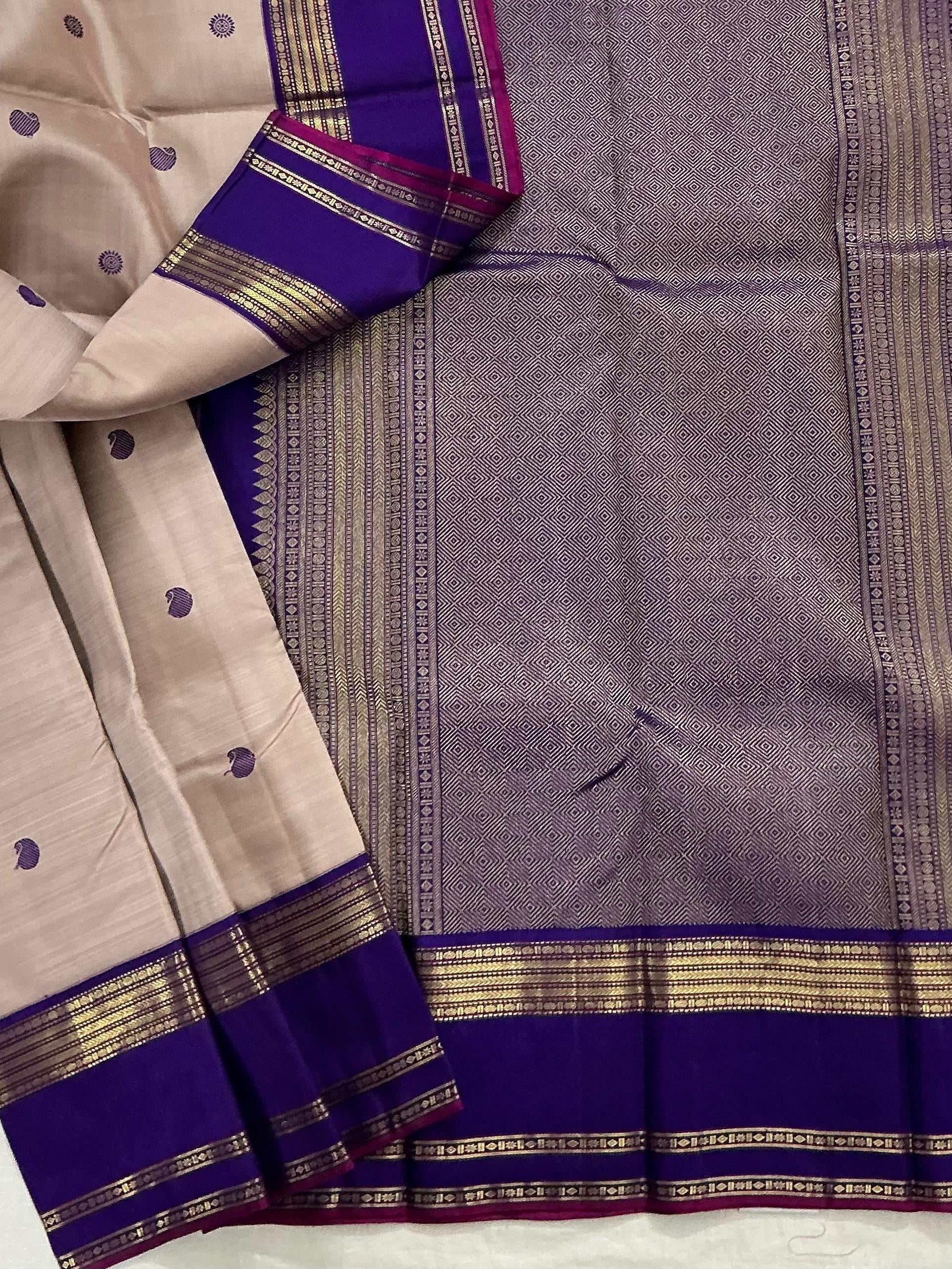 MYTHILI : Vintage Inspired Korvai Kanjivaram (Oil Lavender)