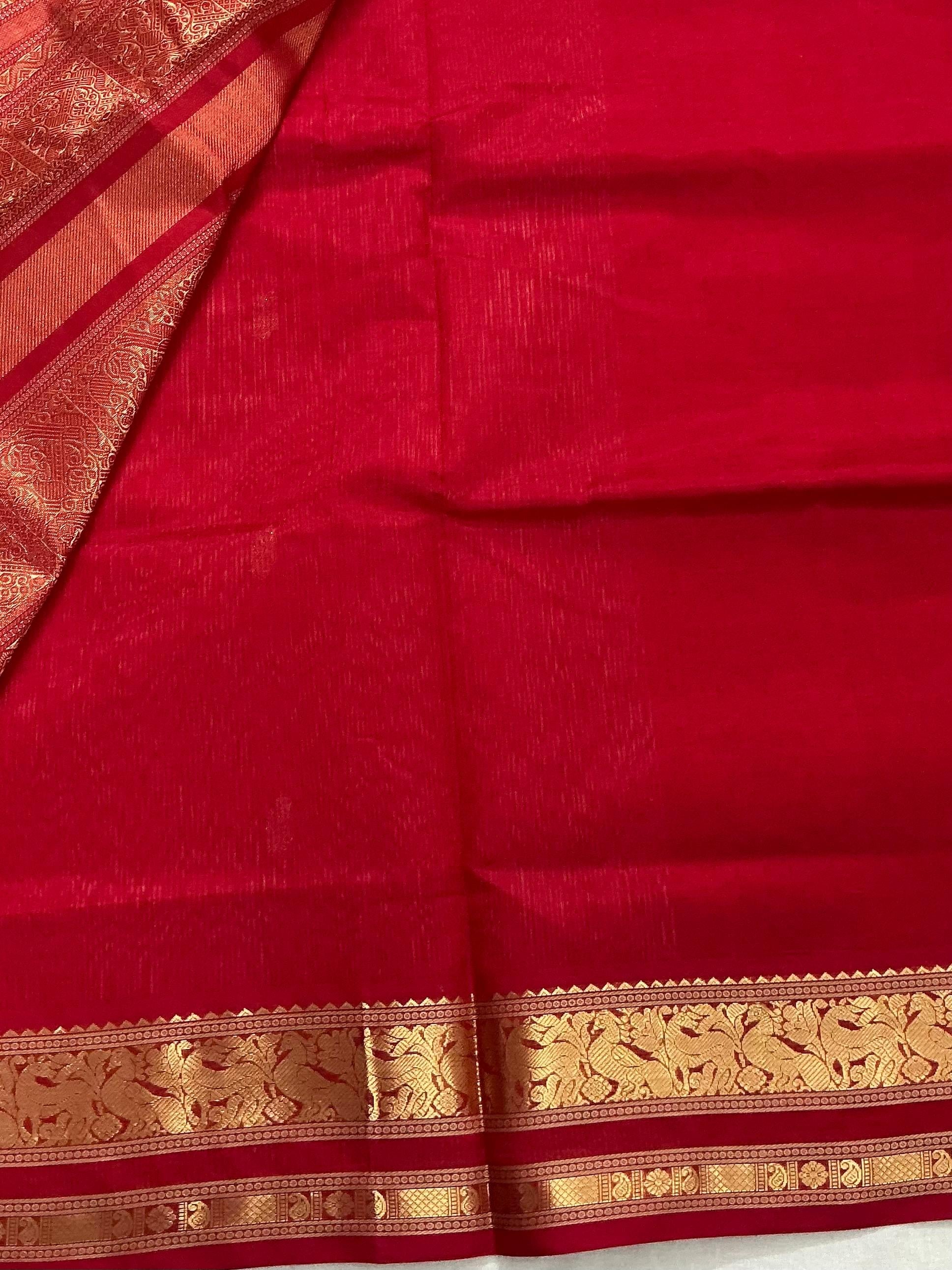 Handwoven Silk Cotton with Zari motifs