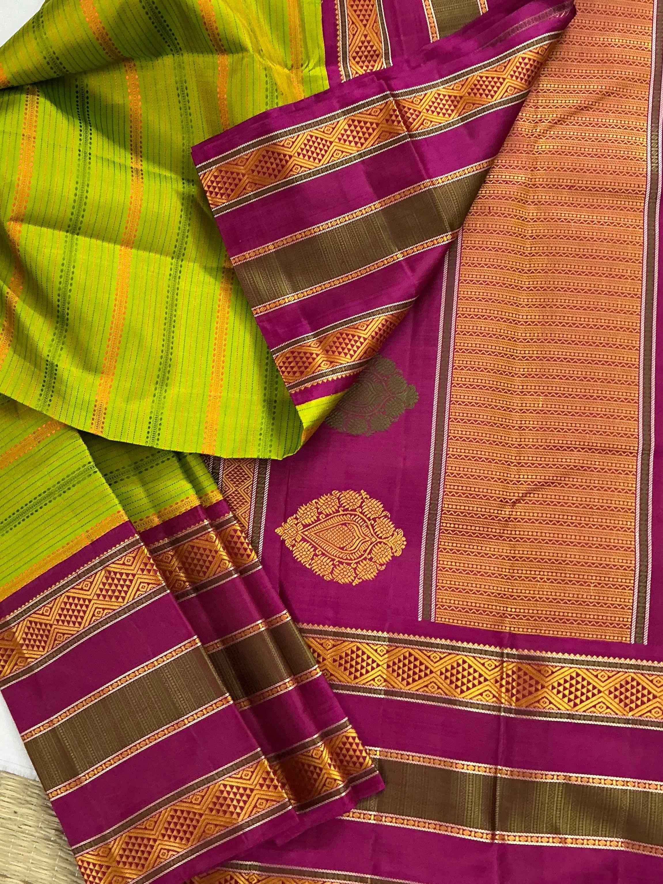 No Zari Korvai Kanjivaram Silk (Green)