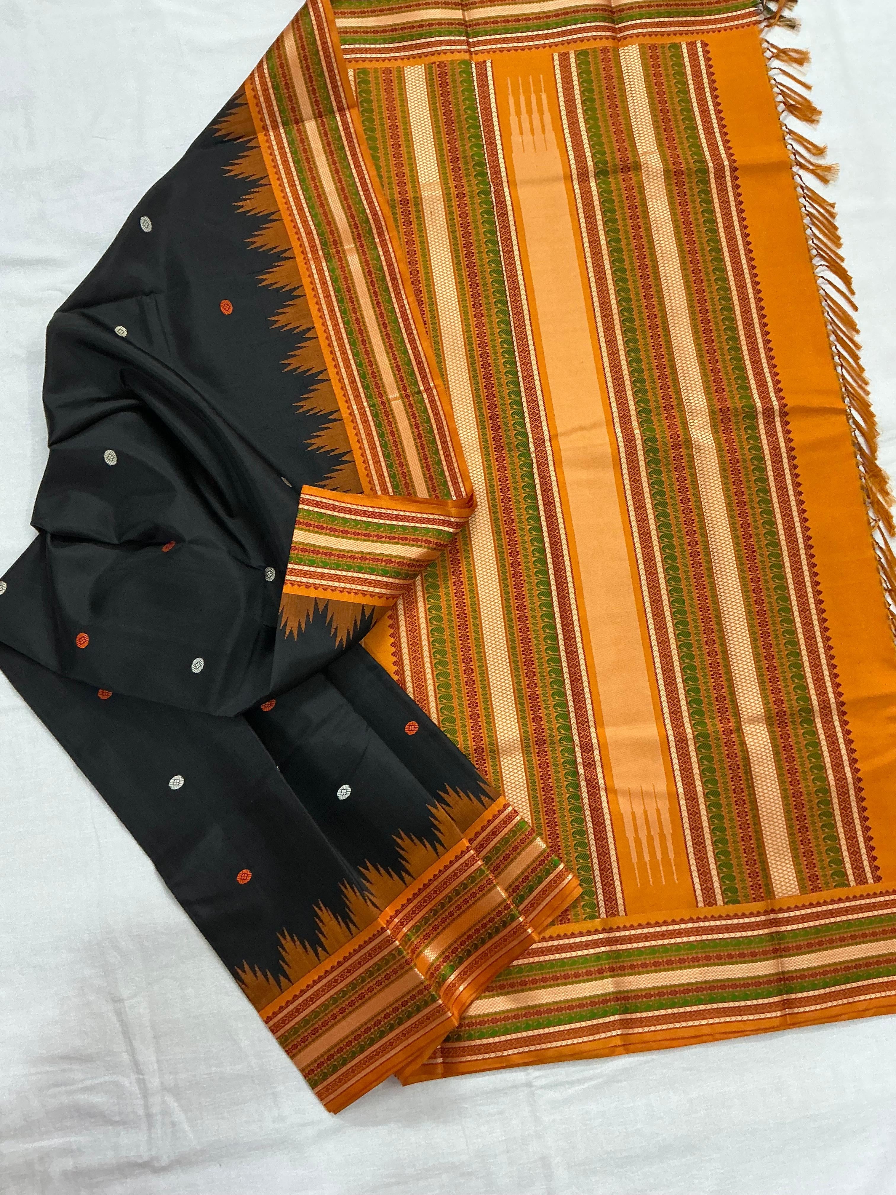 No Zari Korvai Kanjivaram Silk (Black)