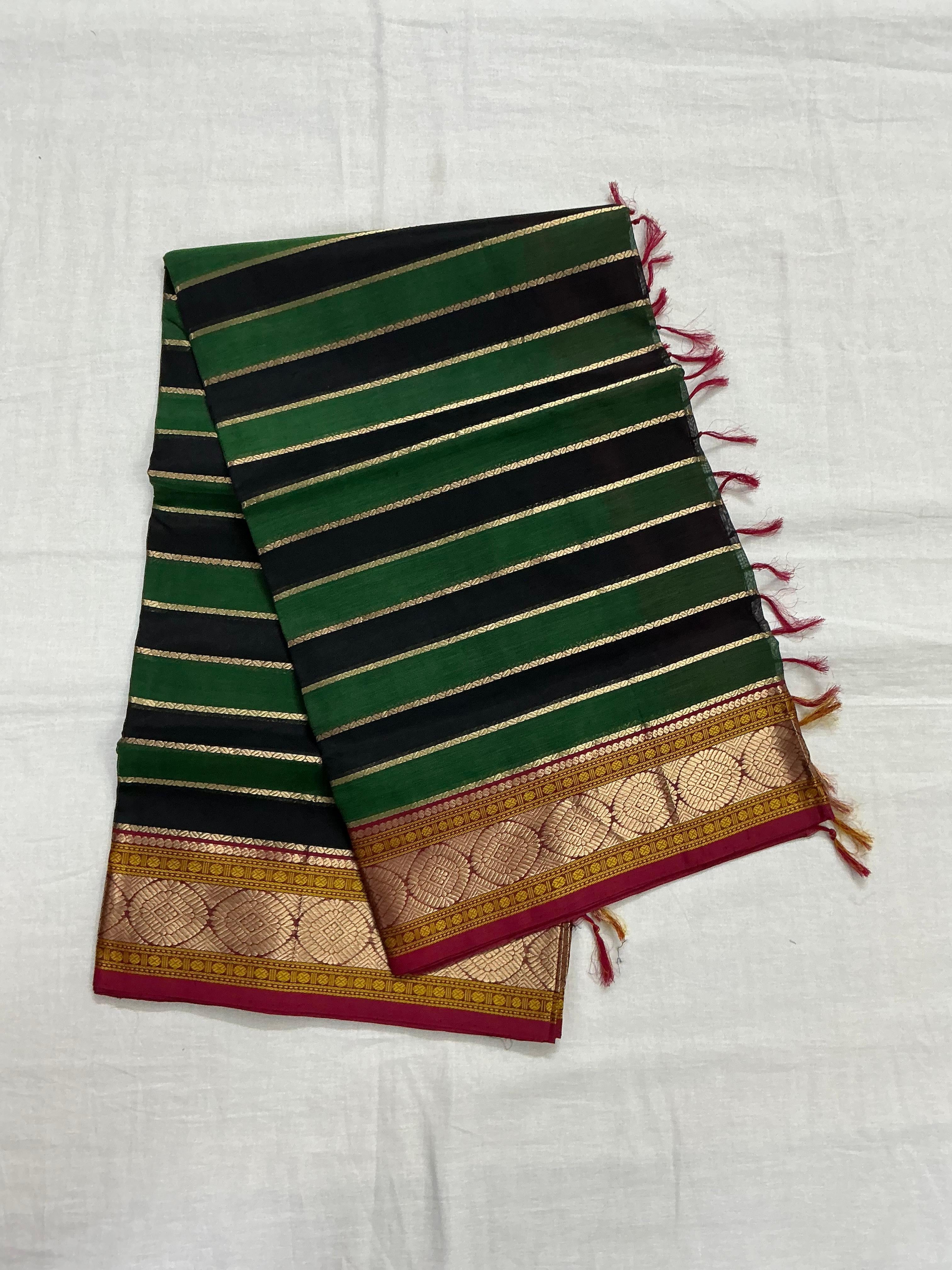 Handwoven Silk Cotton with Zari motifs