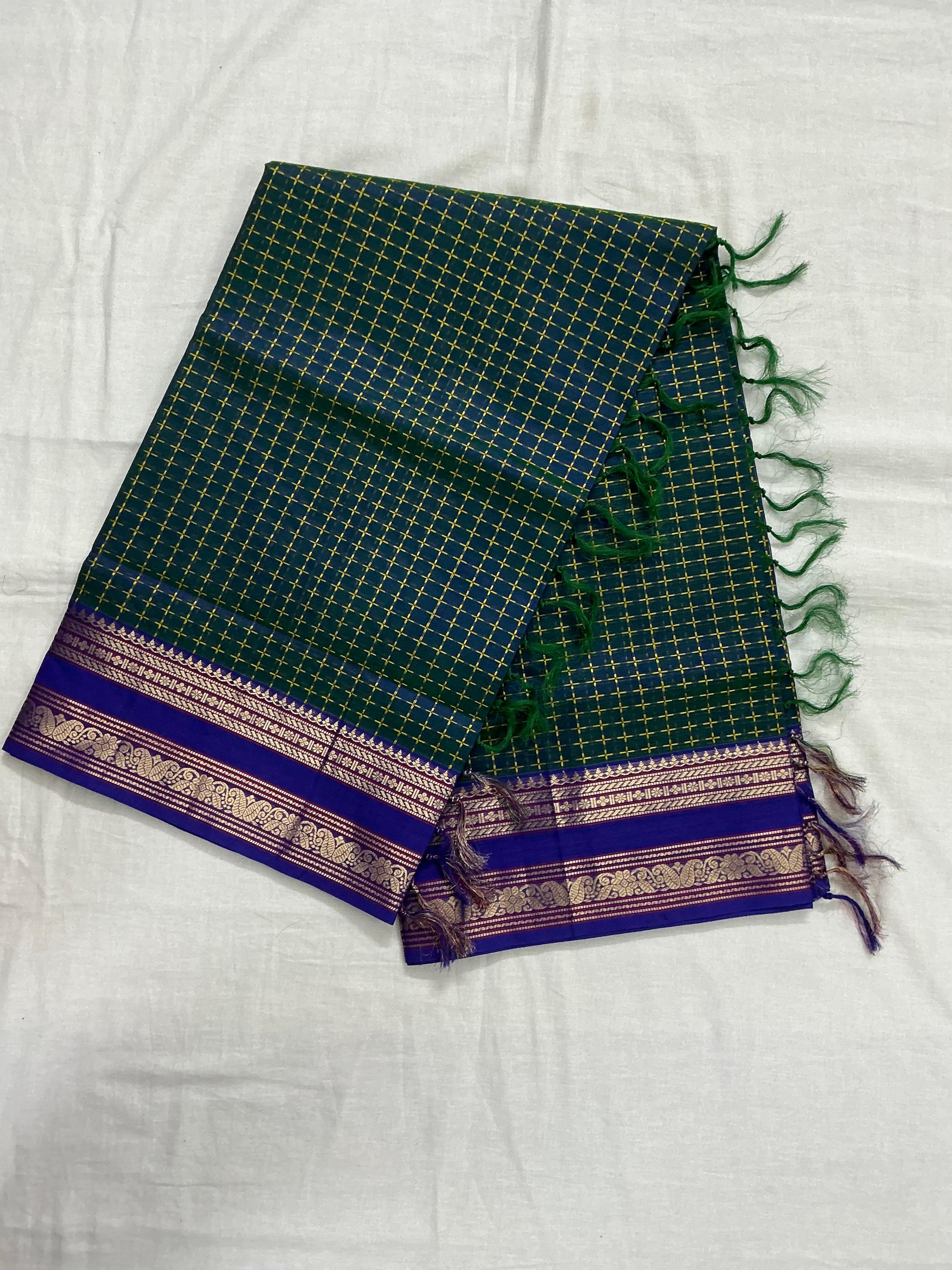Handwoven Silk Cotton with Zari motifs