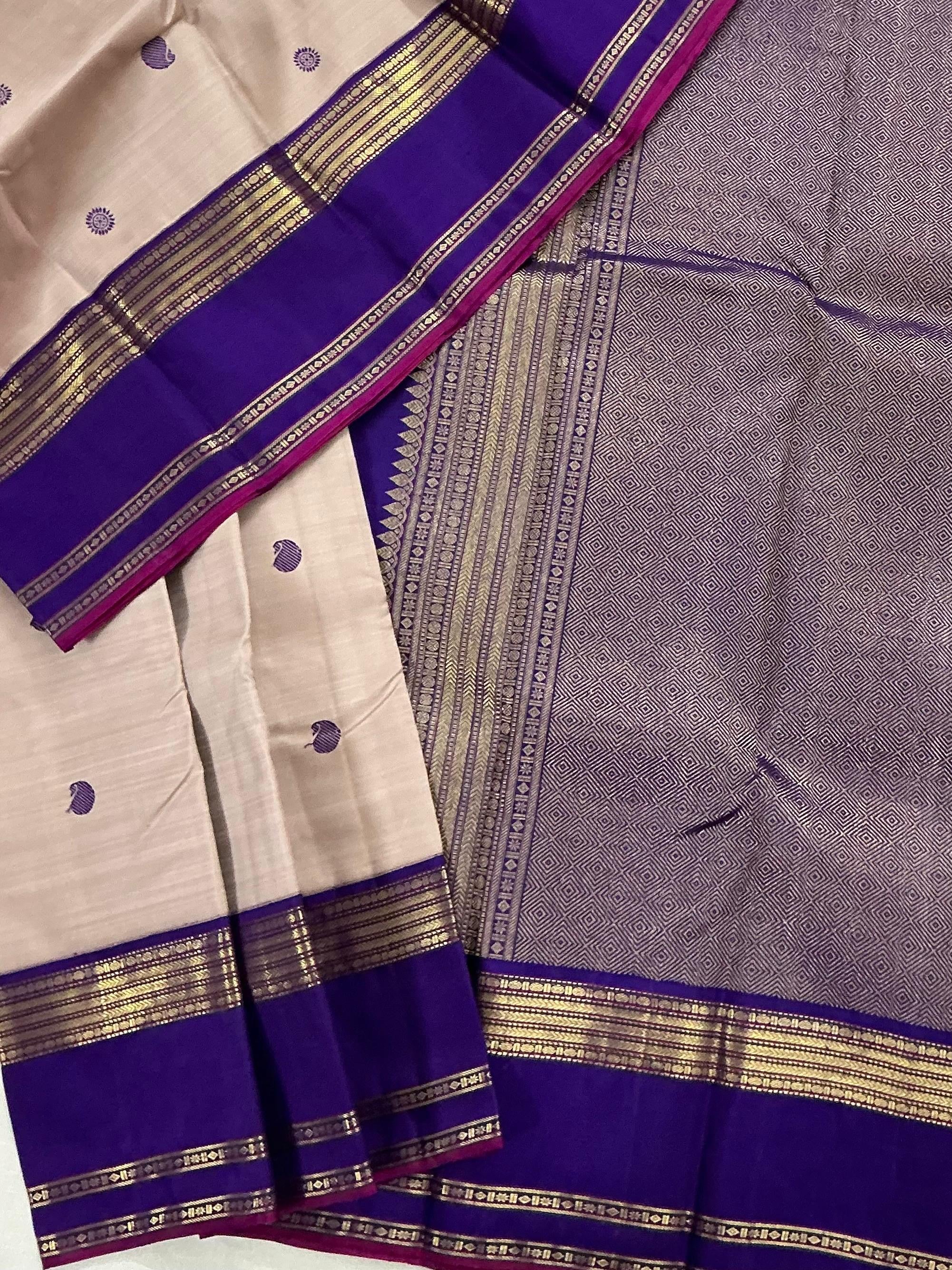 MYTHILI : Vintage Inspired Korvai Kanjivaram (Oil Lavender)