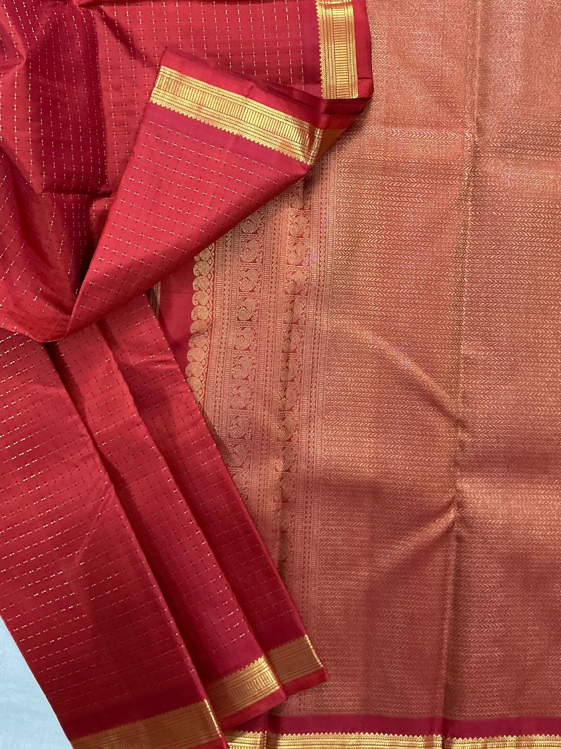 Swara: Plus Butta Kanjivaram Silk (Brick Rust)