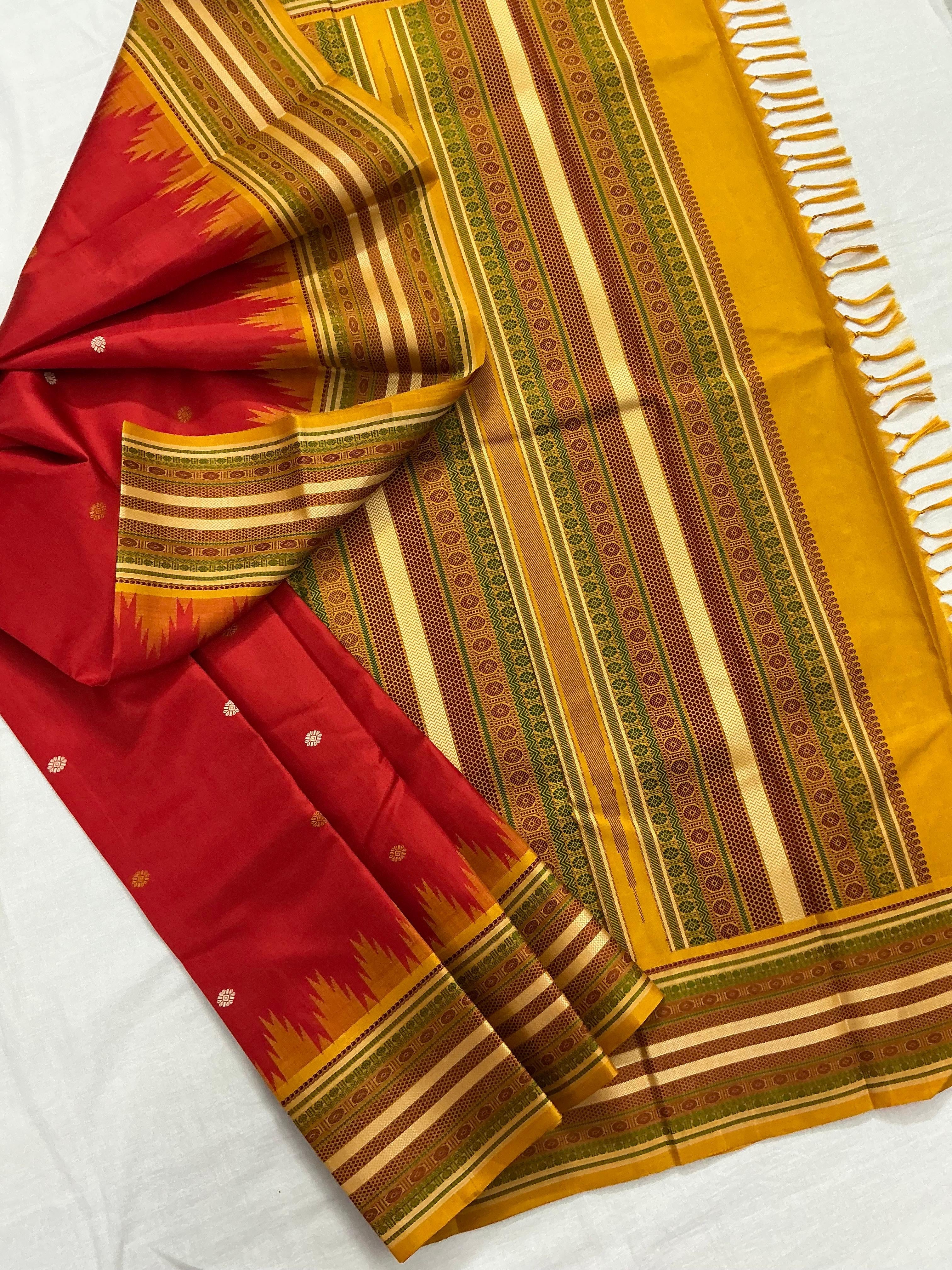 No Zari Korvai Kanjivaram Silk (Red)
