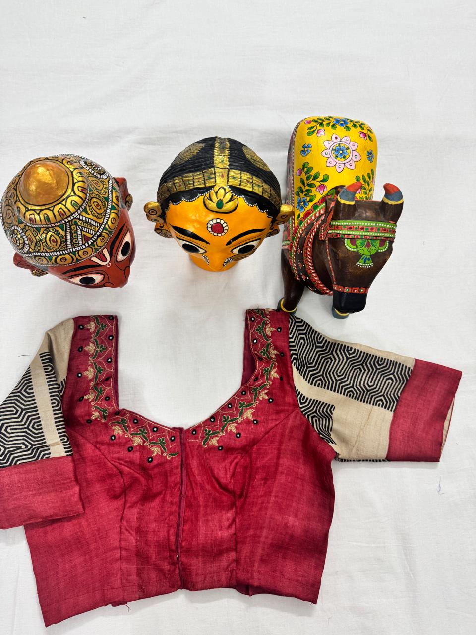 Handcrafted Ready to Wear Blouse - tussar