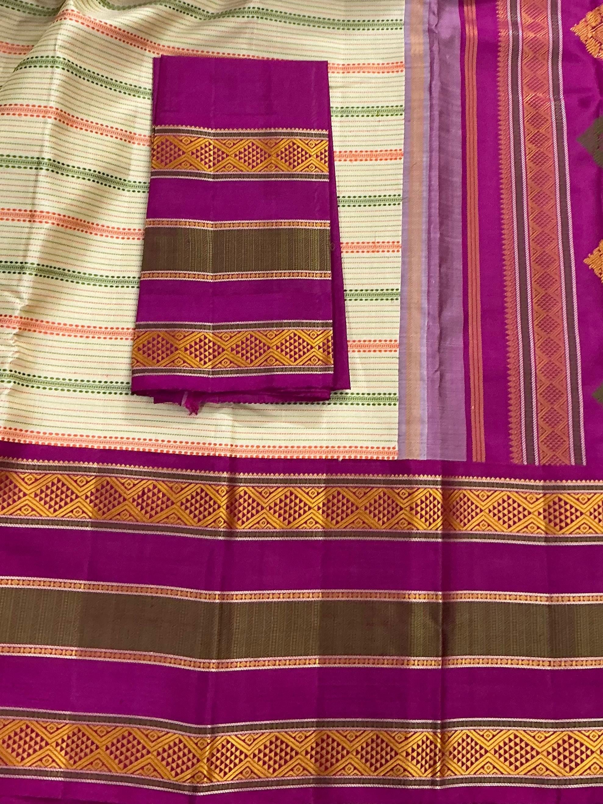 No Zari Korvai Kanjivaram Silk (Faint butterscotch)