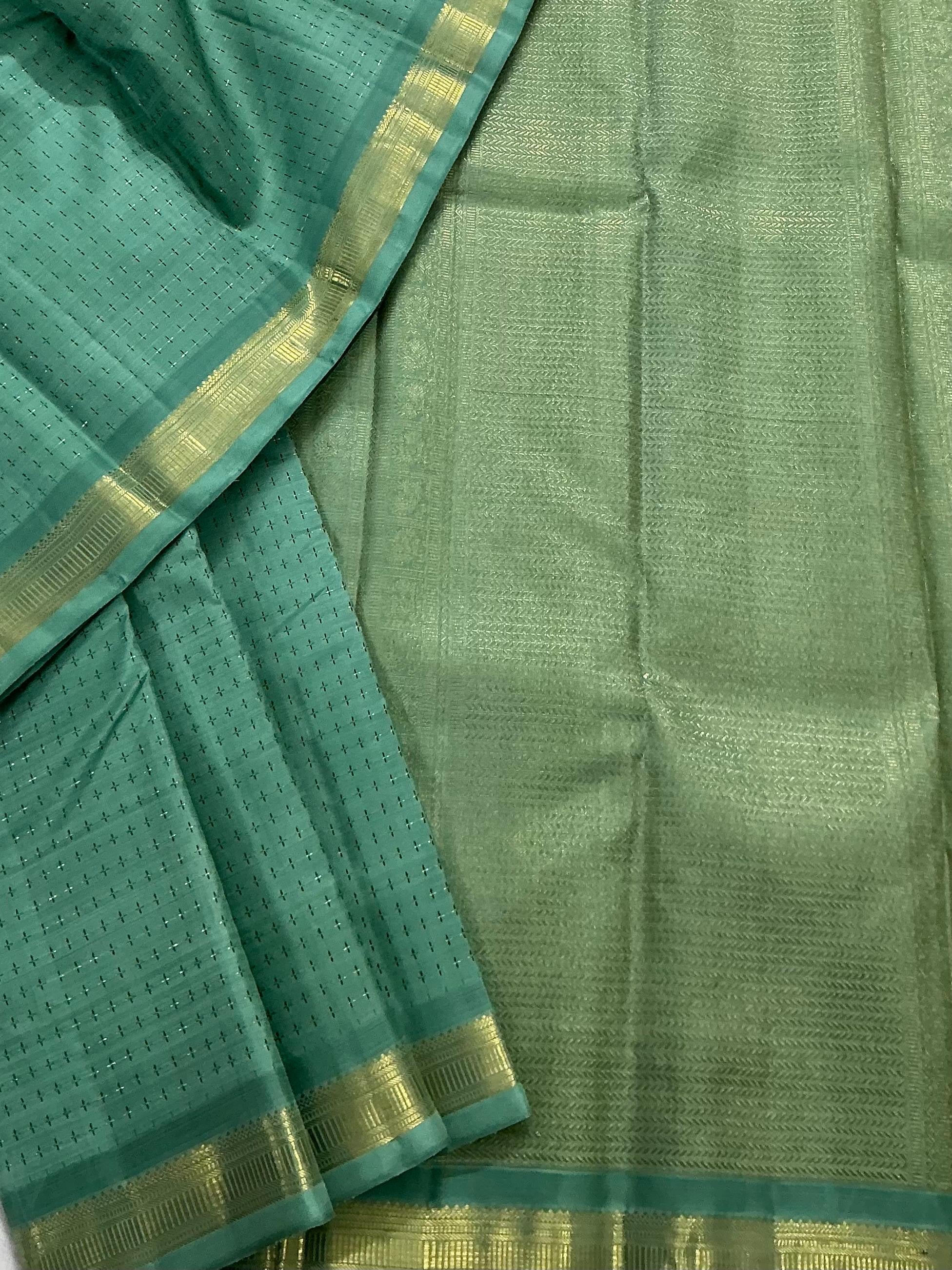 Swara: Plus Butta Kanjivaram Silk (Mint Green)