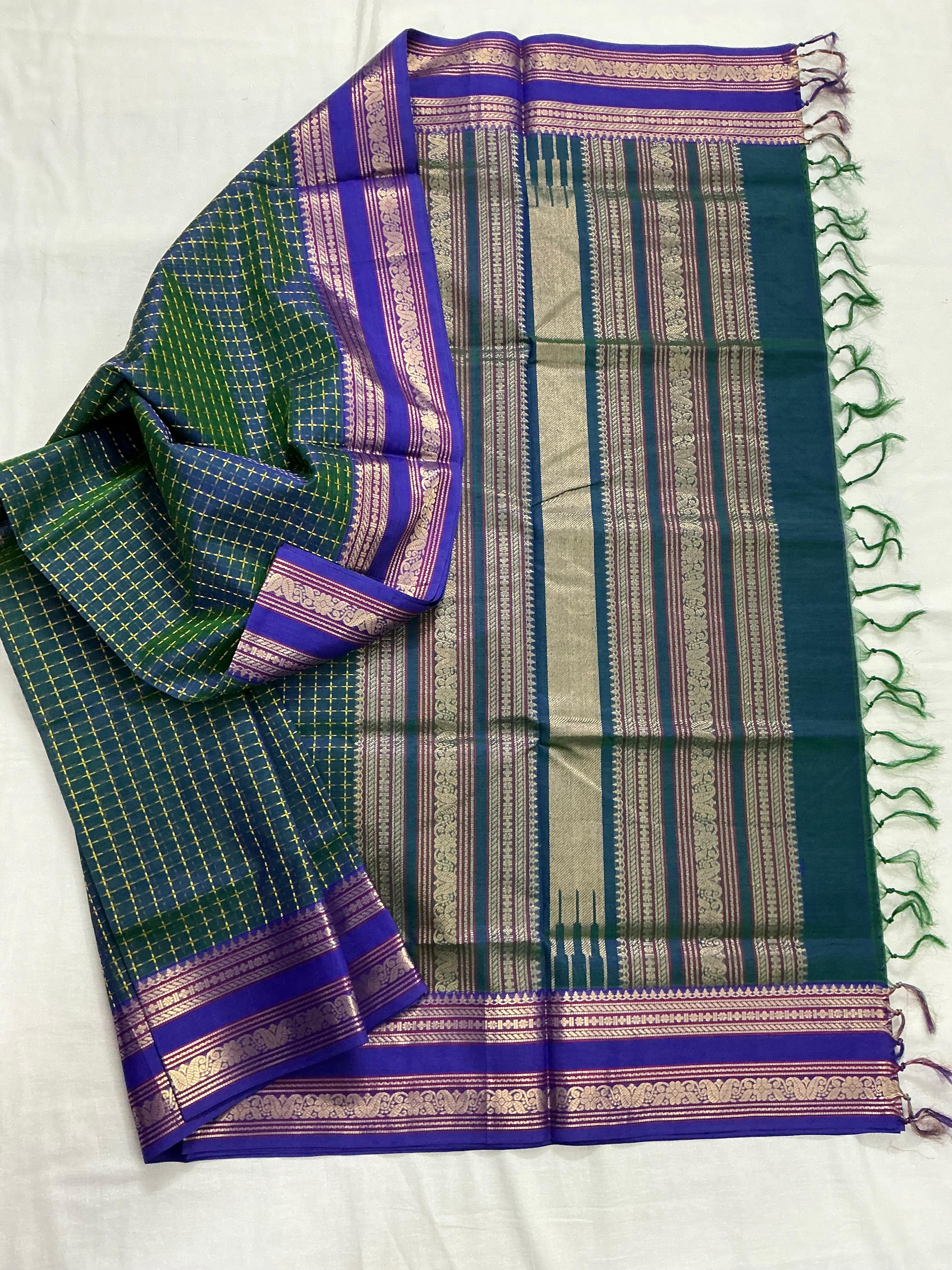Handwoven Silk Cotton with Zari motifs