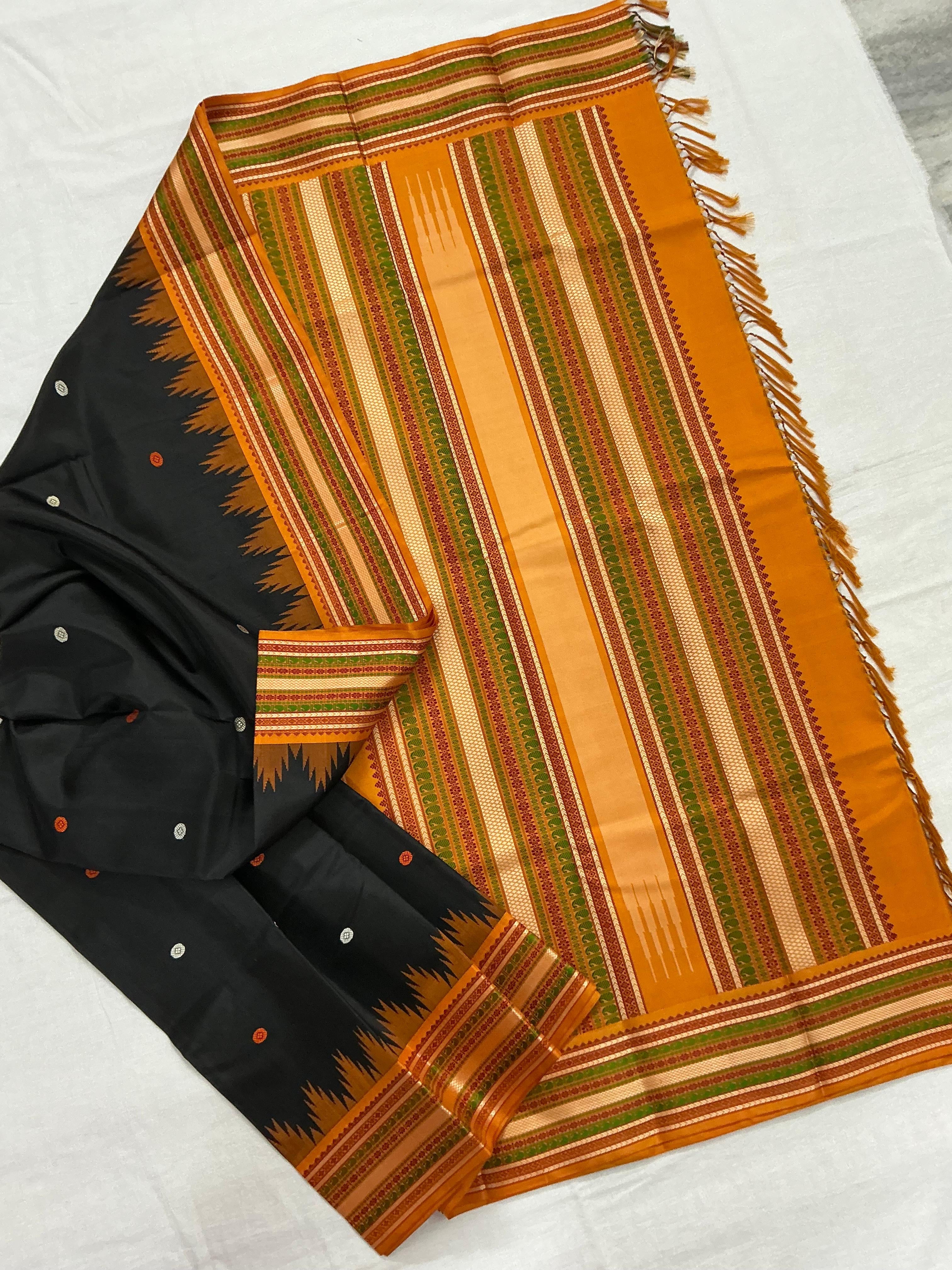 No Zari Korvai Kanjivaram Silk (Black)