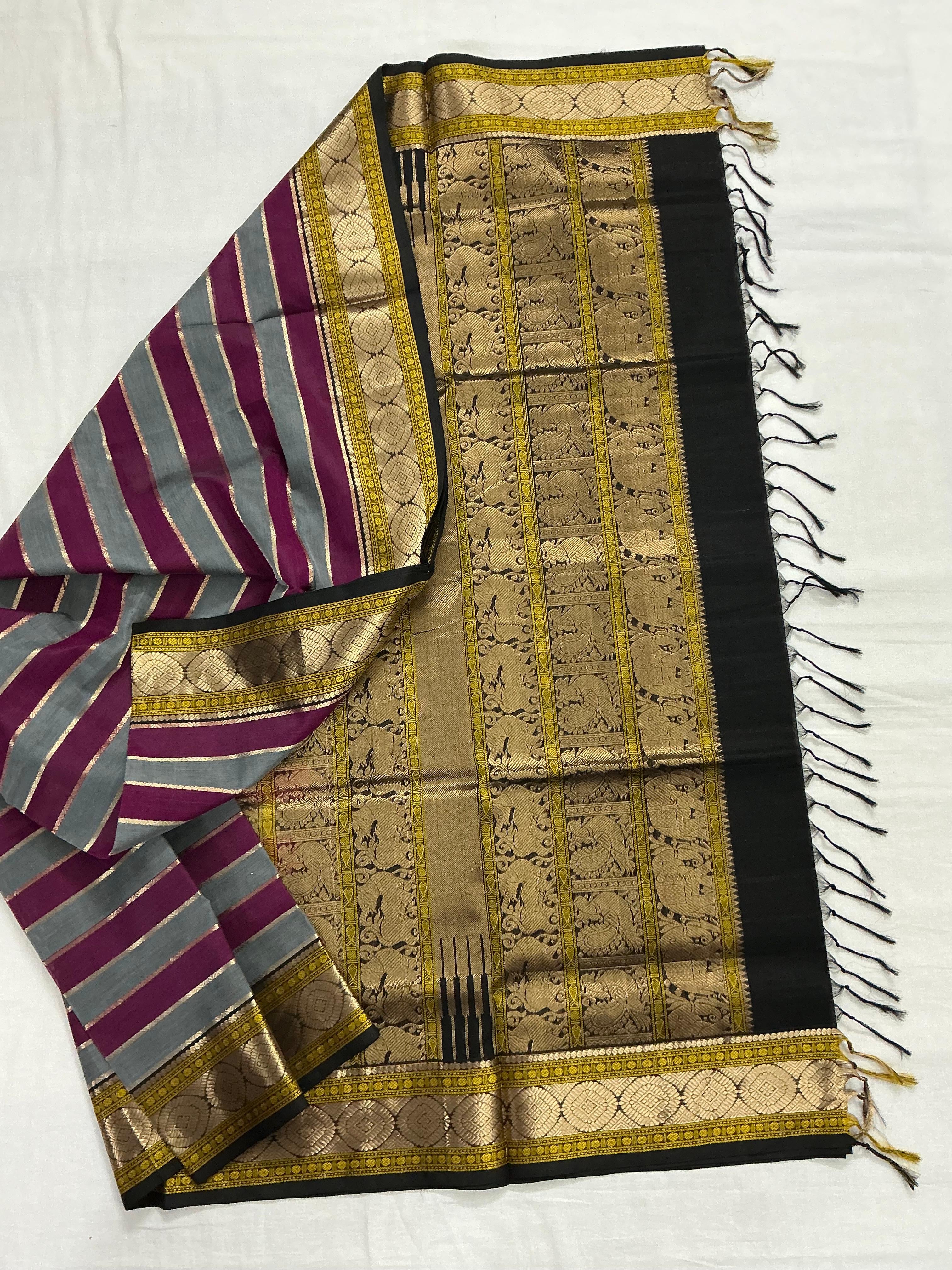 Handwoven Silk Cotton with Zari motifs