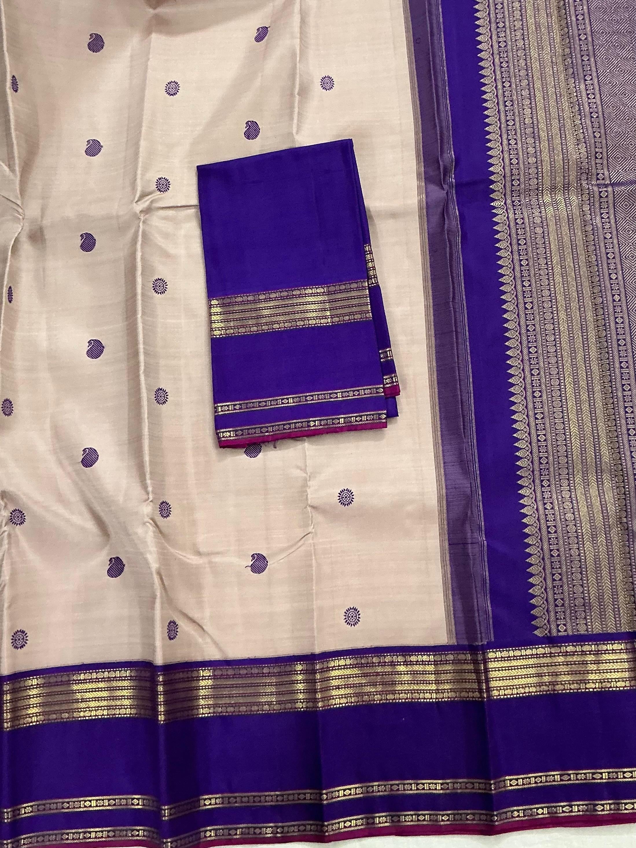 MYTHILI : Vintage Inspired Korvai Kanjivaram (Oil Lavender)