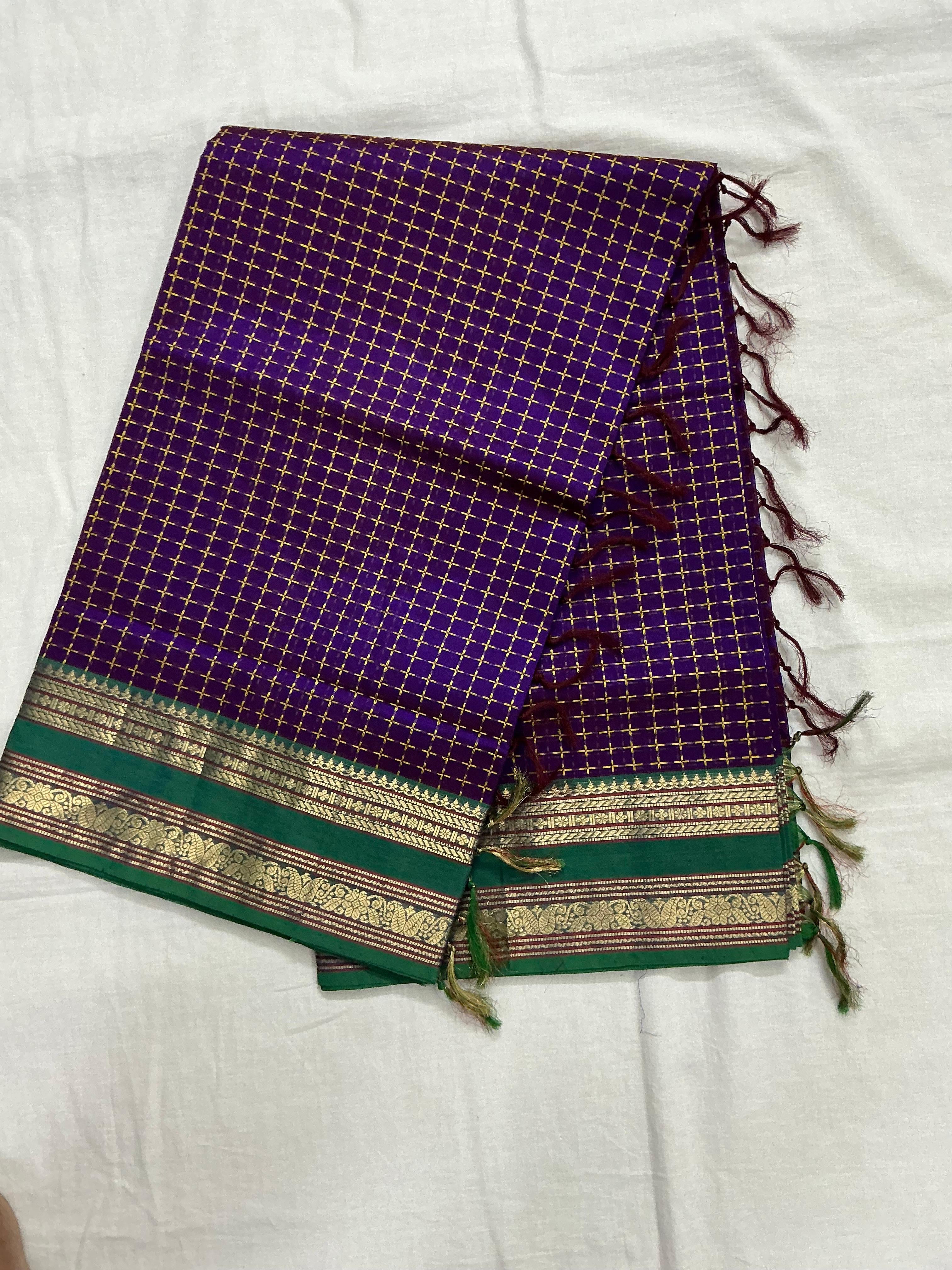Handwoven Silk Cotton with Zari motifs