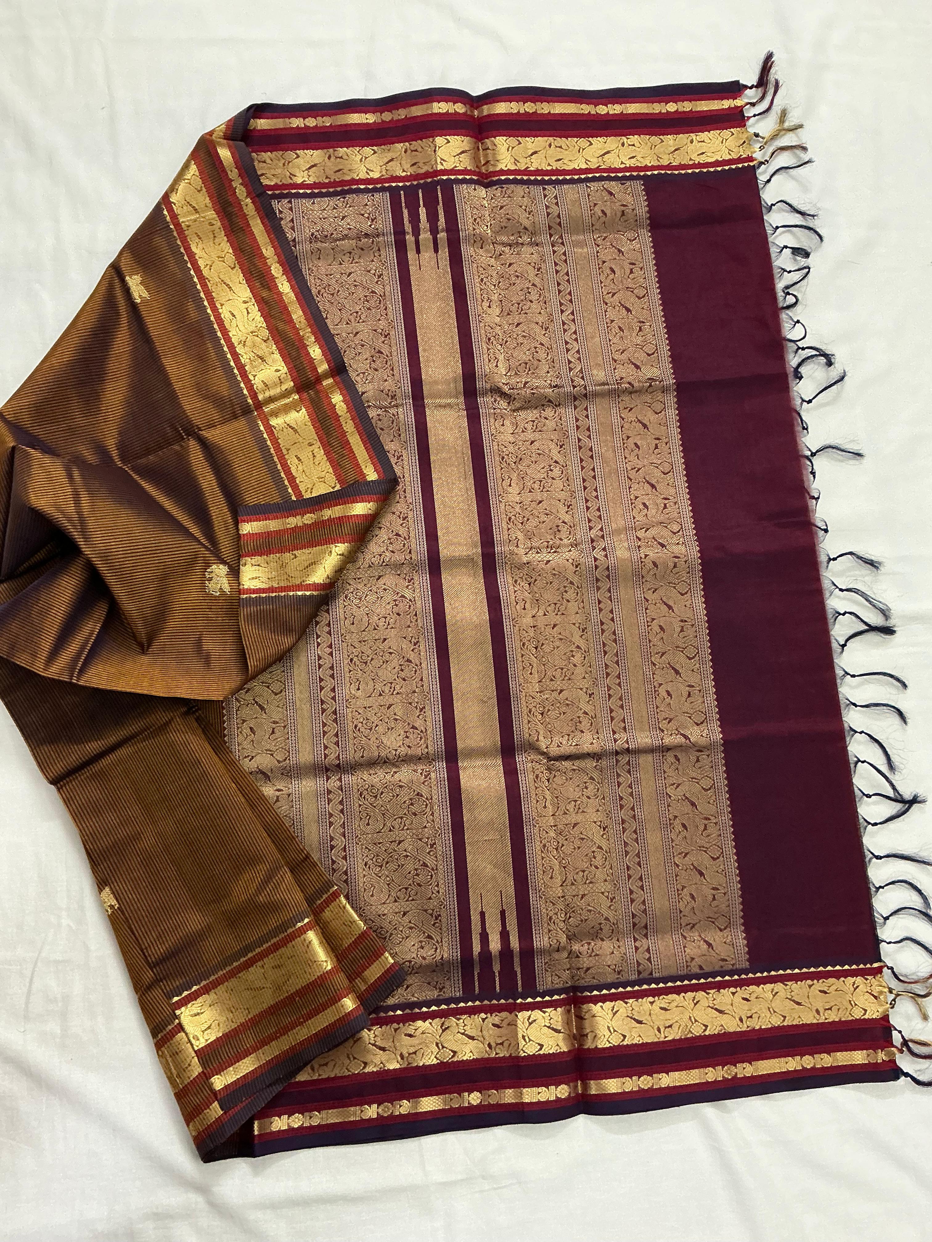 Handwoven Silk Cotton with Zari motifs