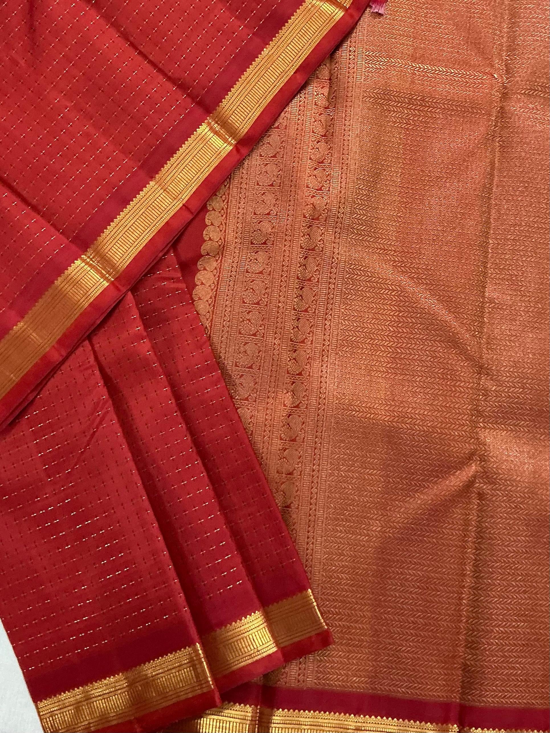 Swara: Plus Butta Kanjivaram Silk (Brick Rust)