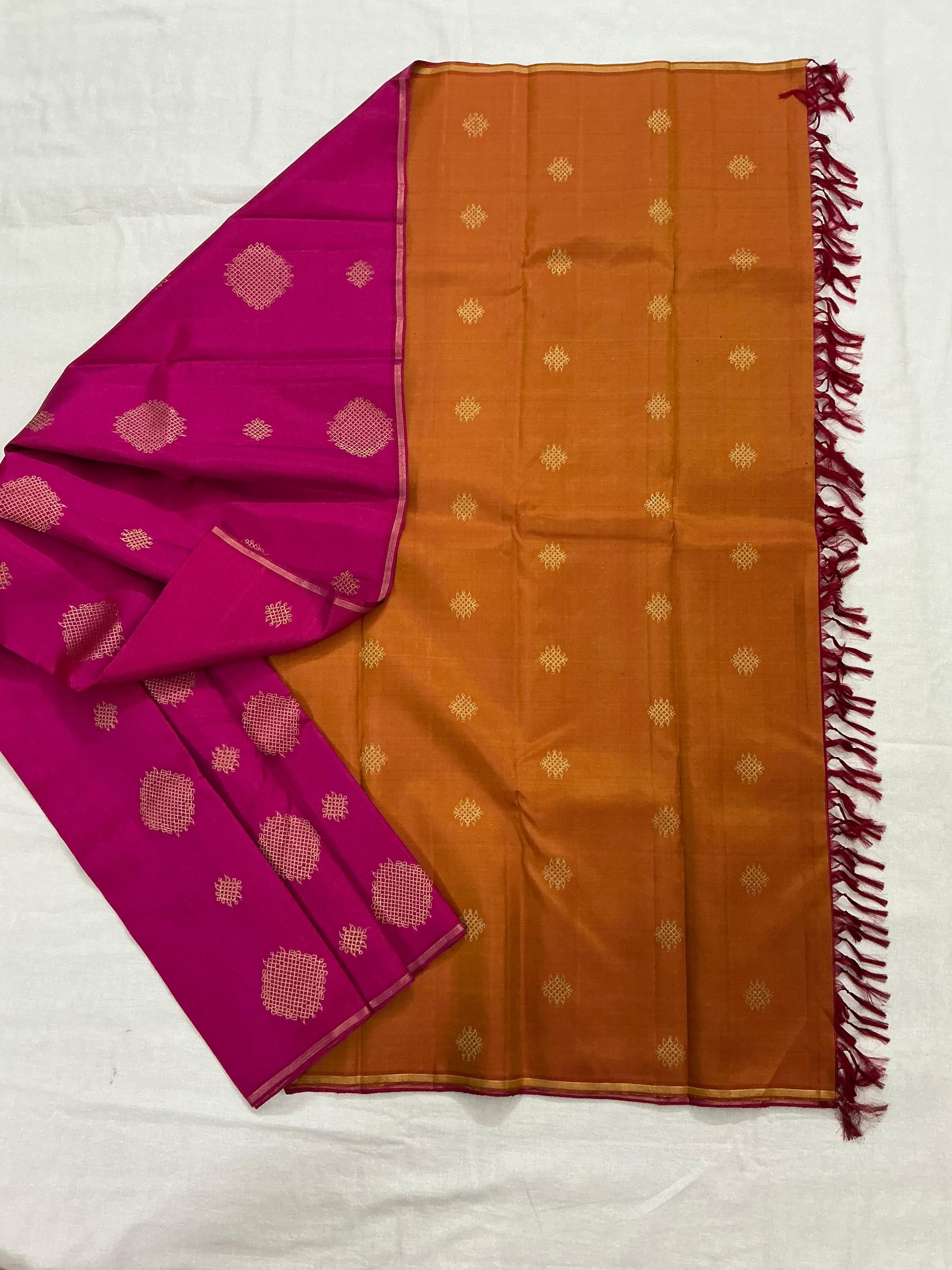 Swara: Borderless Kolam butta Kanjivaram Silk