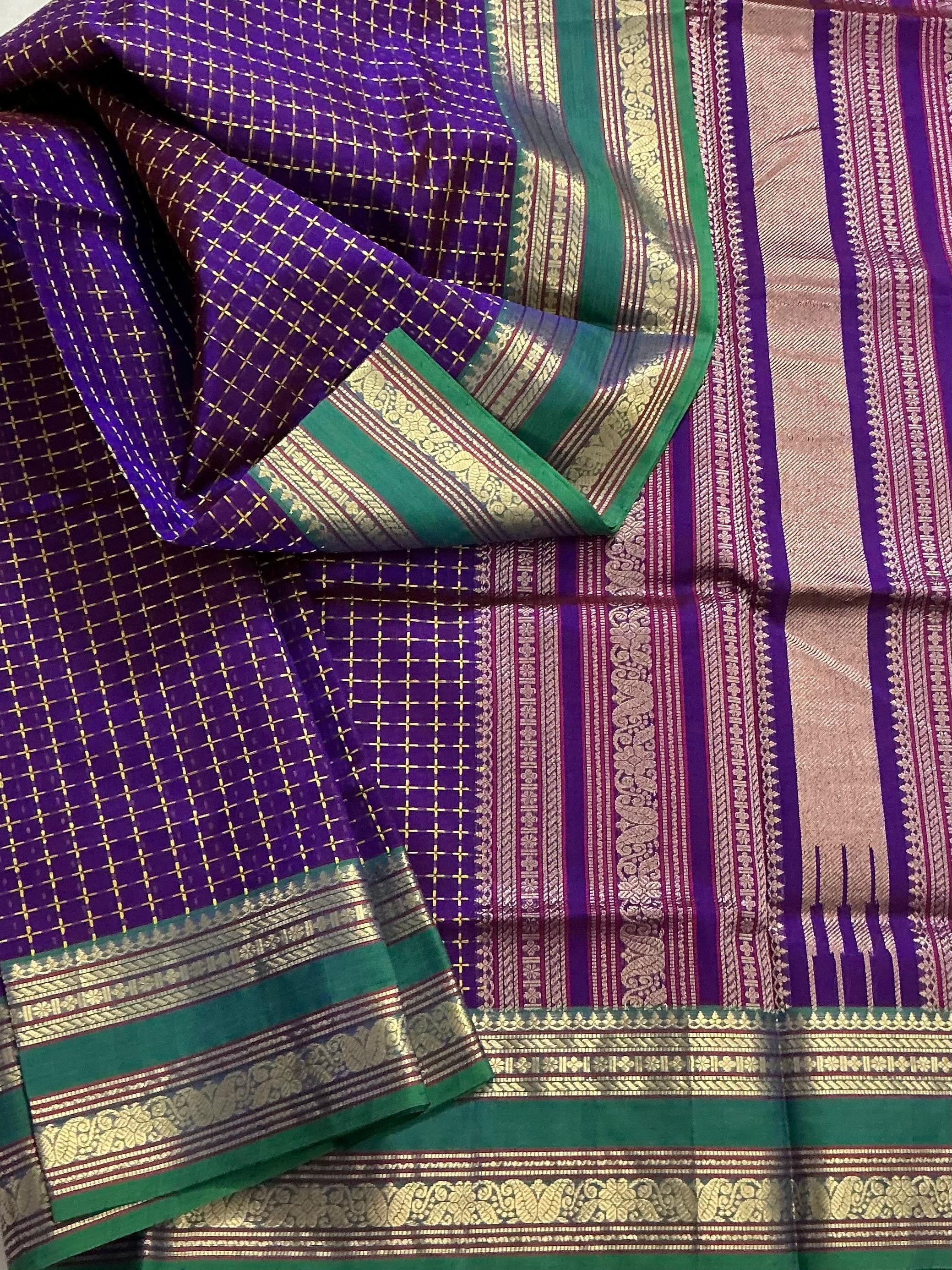 Handwoven Silk Cotton with Zari motifs