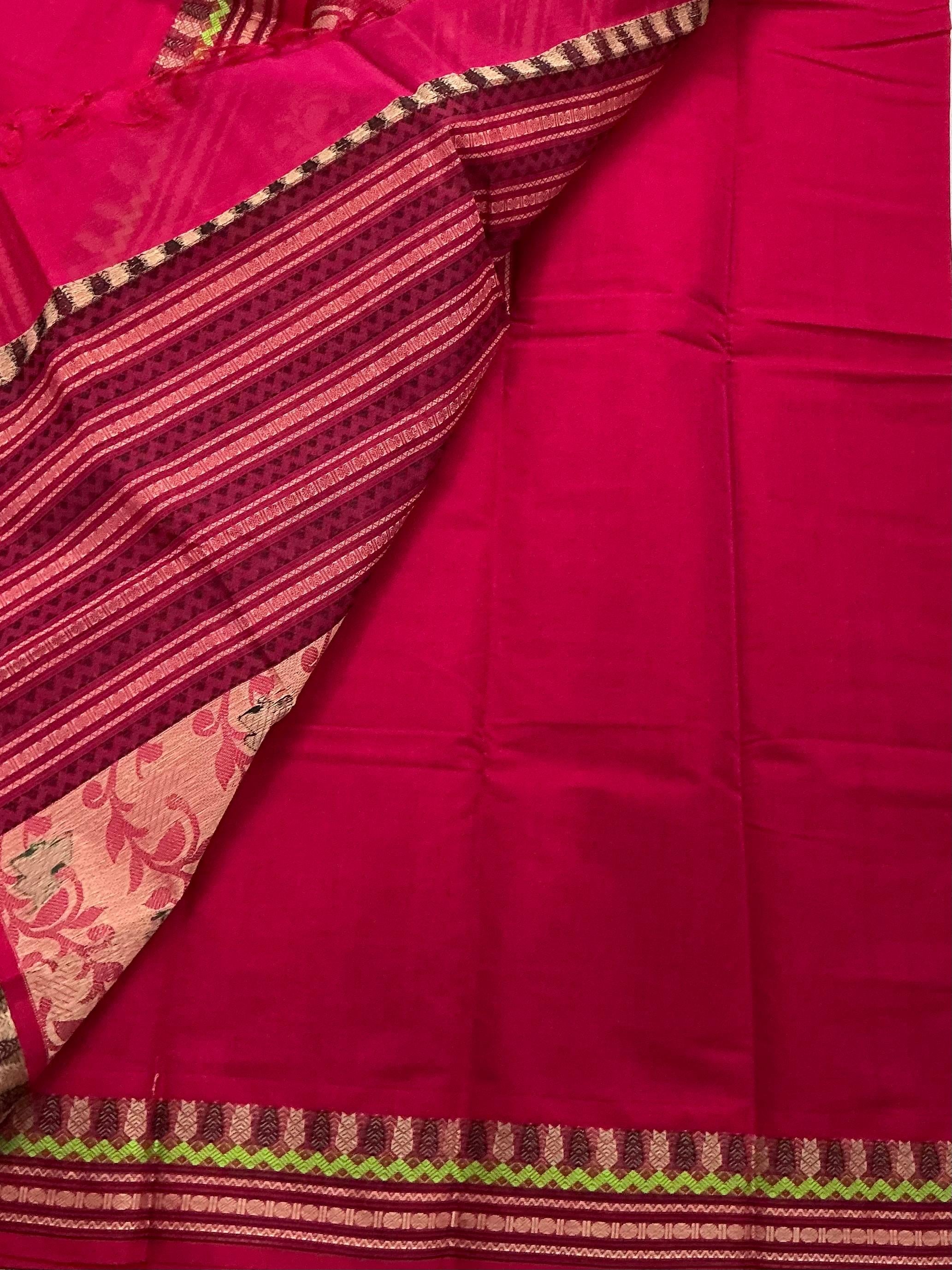 Handwoven Kanchi cotton :  Fuchsia Pink