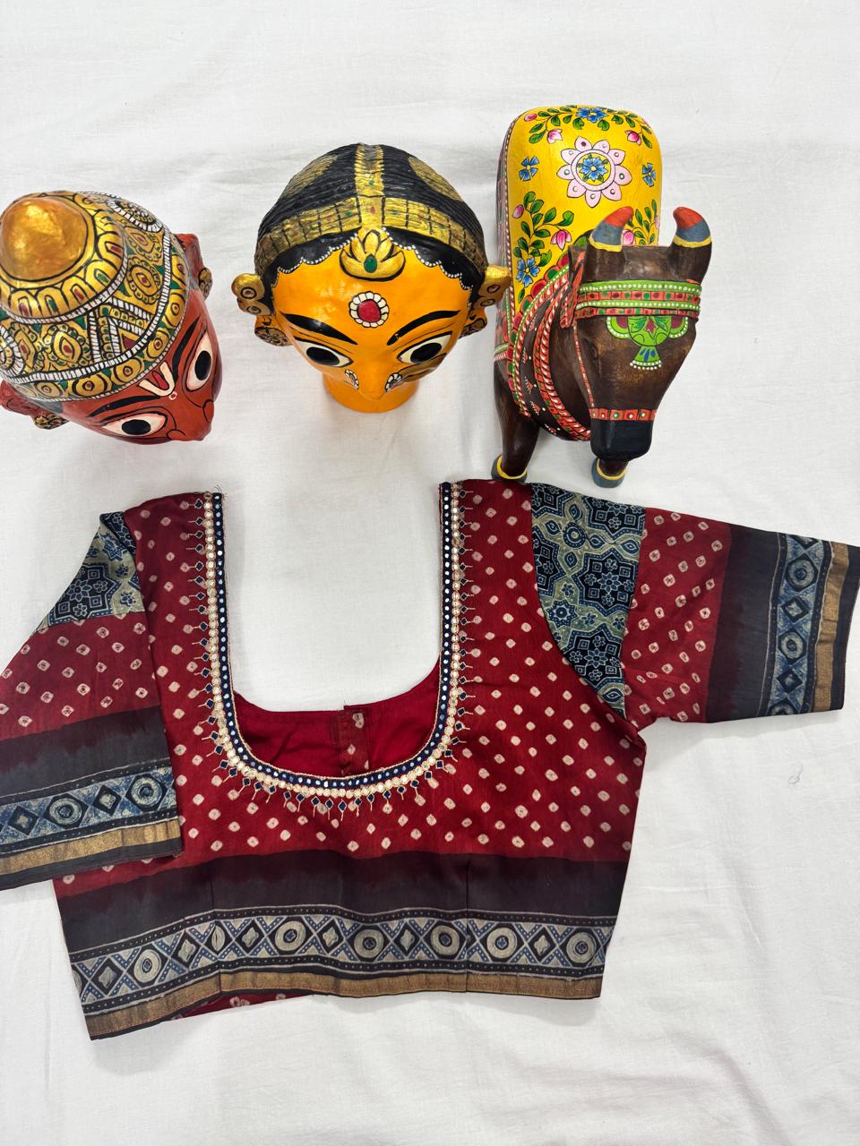 Handcrafted Ready to Wear Blouse - tussar
