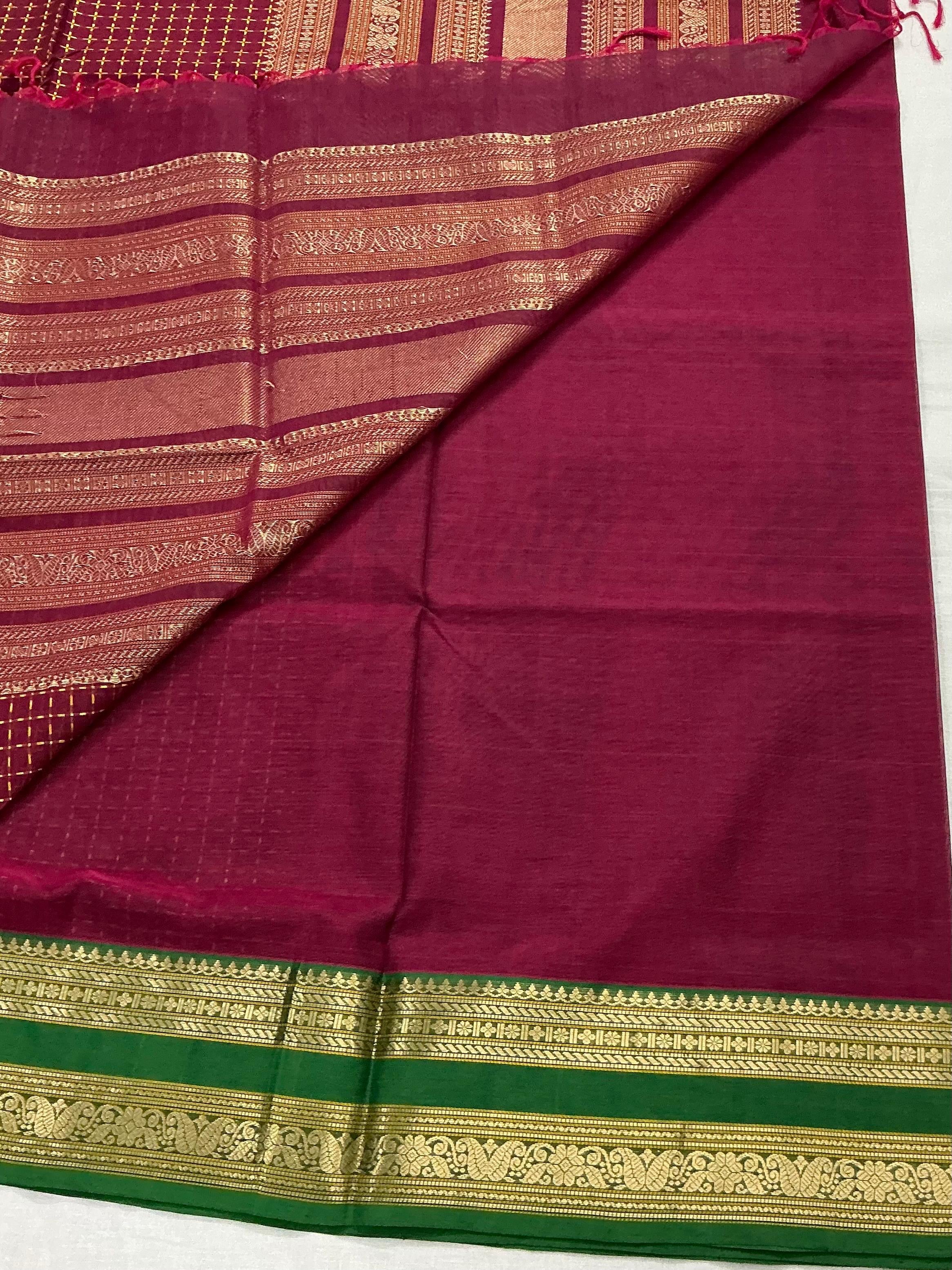 Handwoven Silk Cotton with Zari motifs