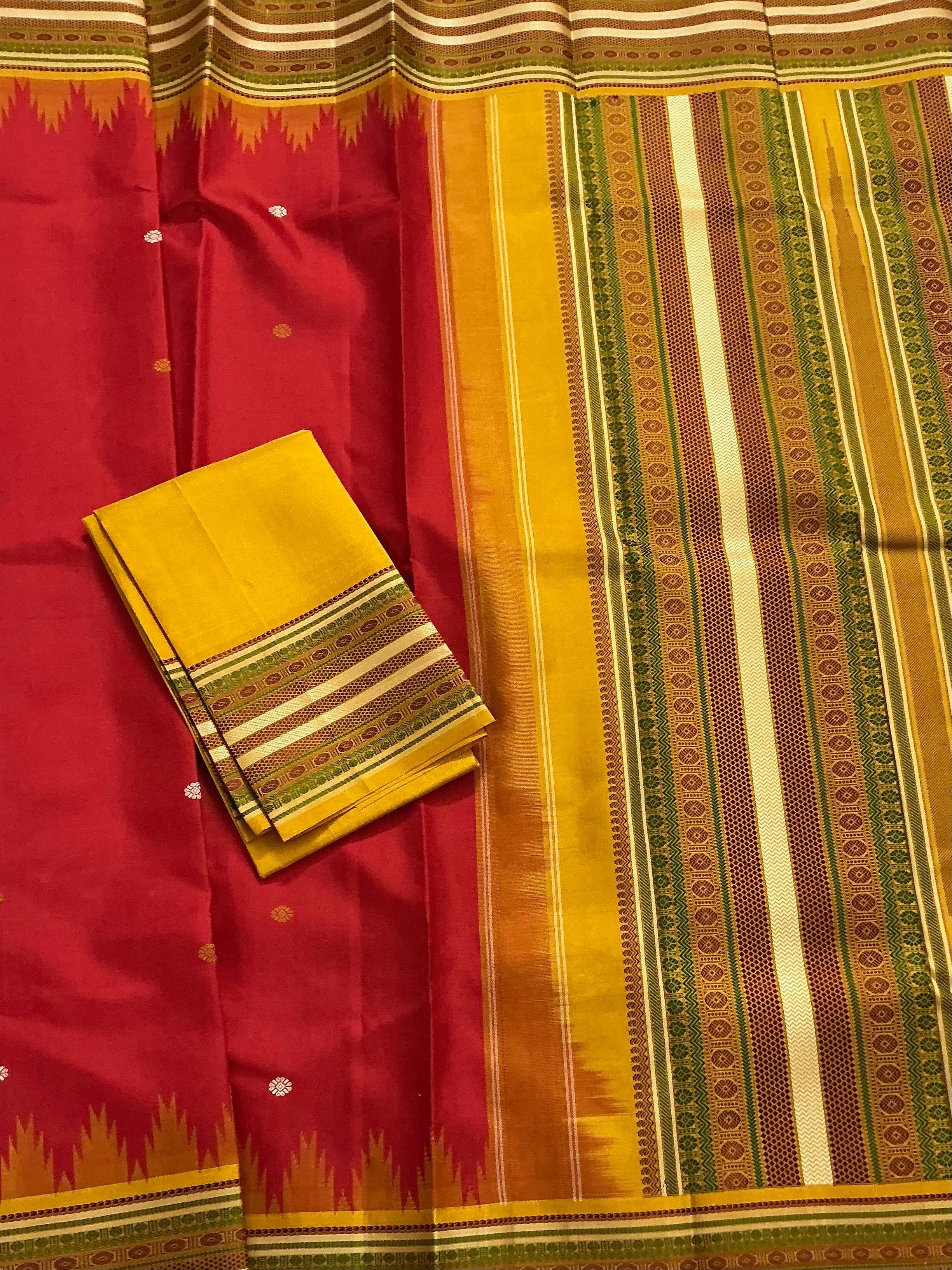 No Zari Korvai Kanjivaram Silk (Red)