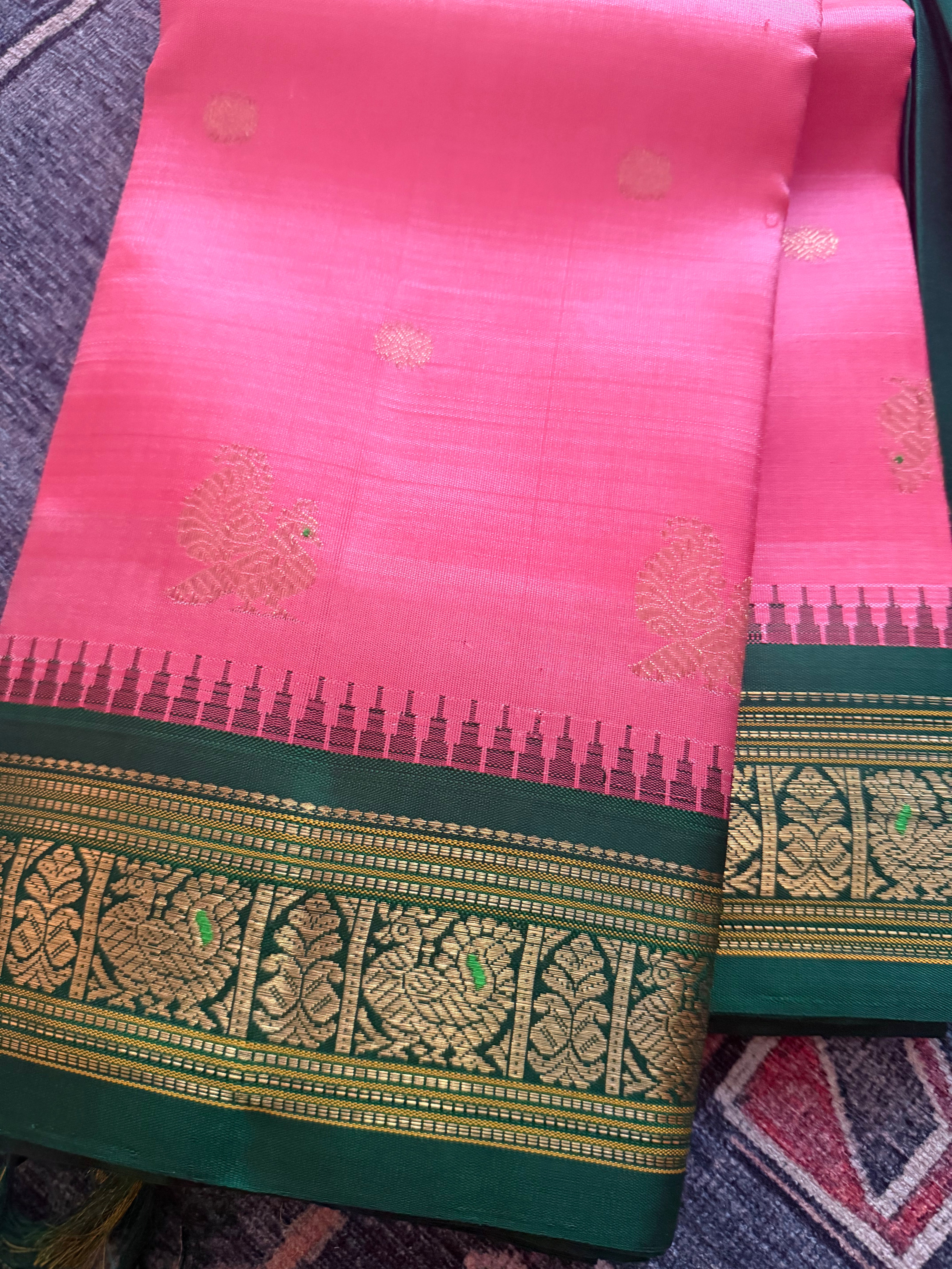 MYTHILI : Vintage Inspired Korvai Kanjivaram (Lotus Pink)