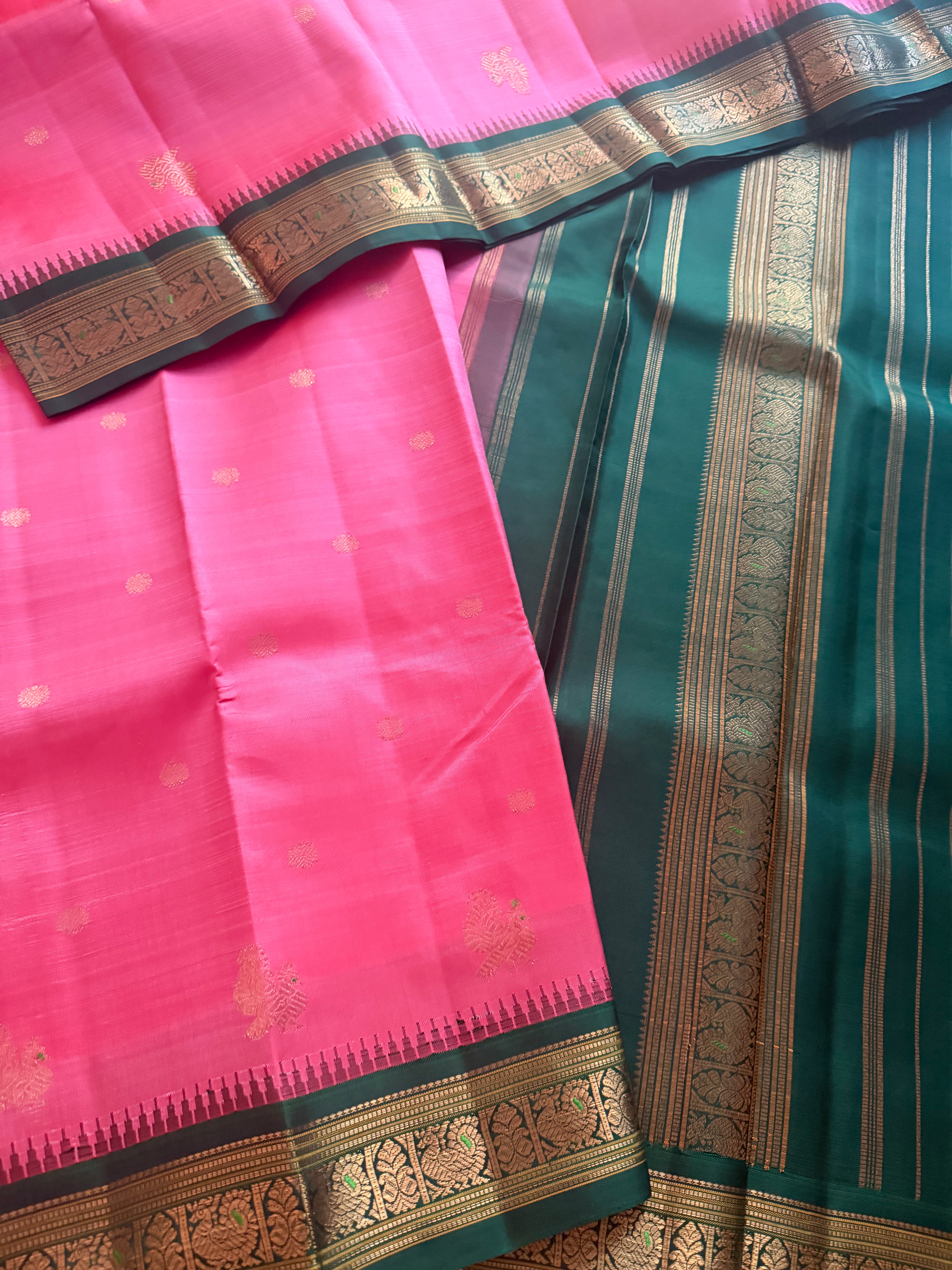 MYTHILI : Vintage Inspired Korvai Kanjivaram (Lotus Pink)