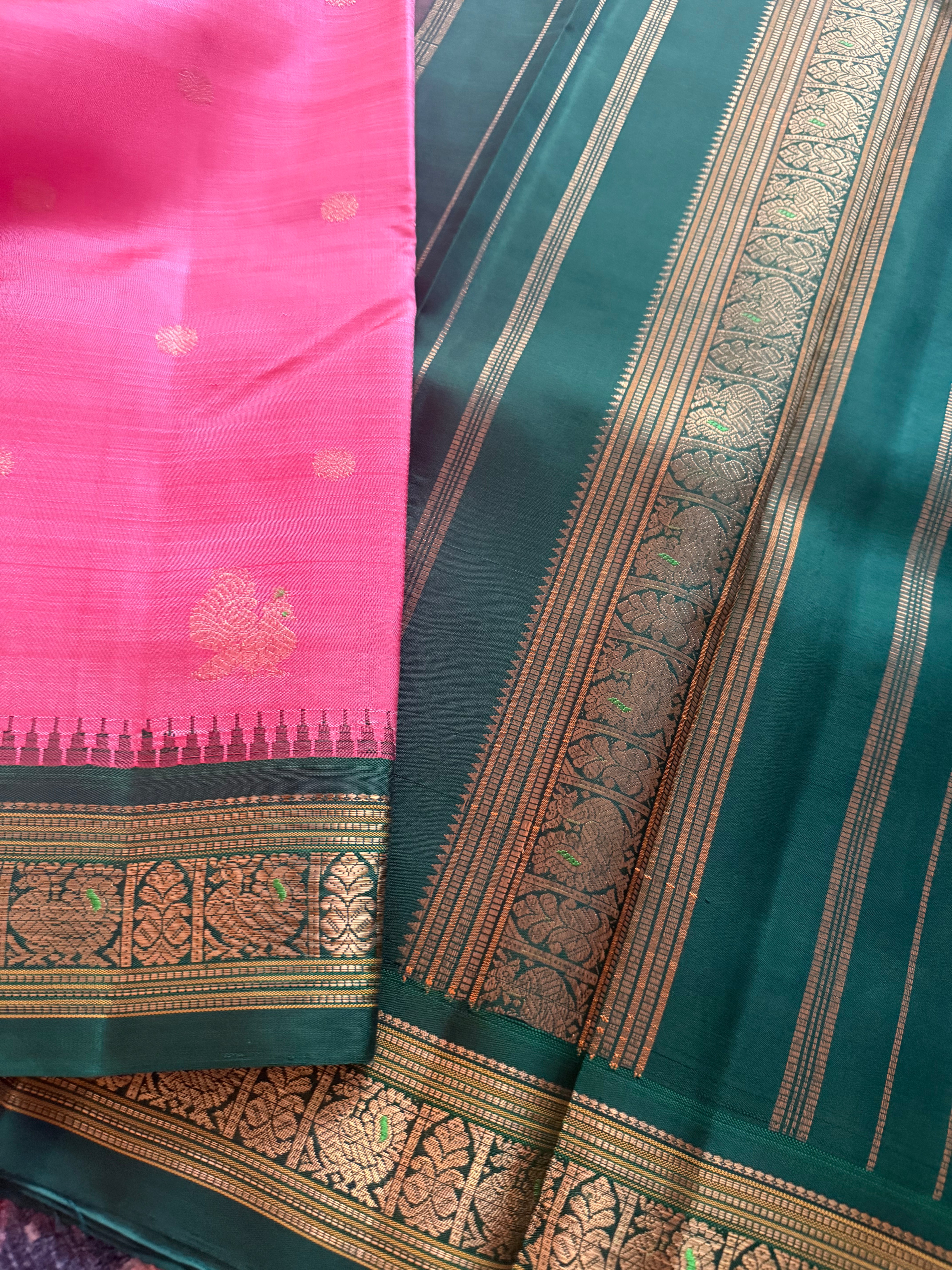MYTHILI : Vintage Inspired Korvai Kanjivaram (Lotus Pink)