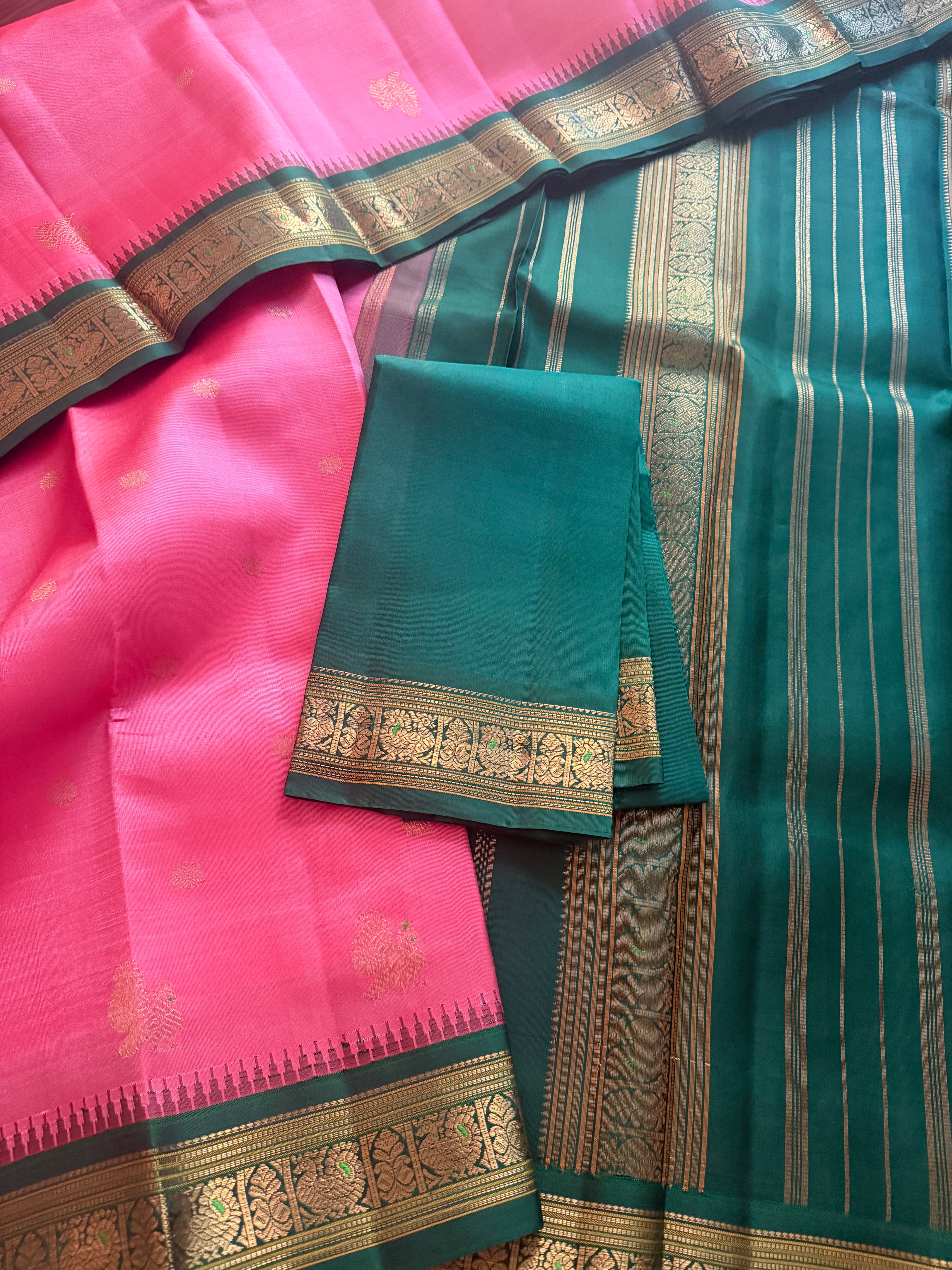 MYTHILI : Vintage Inspired Korvai Kanjivaram (Lotus Pink)