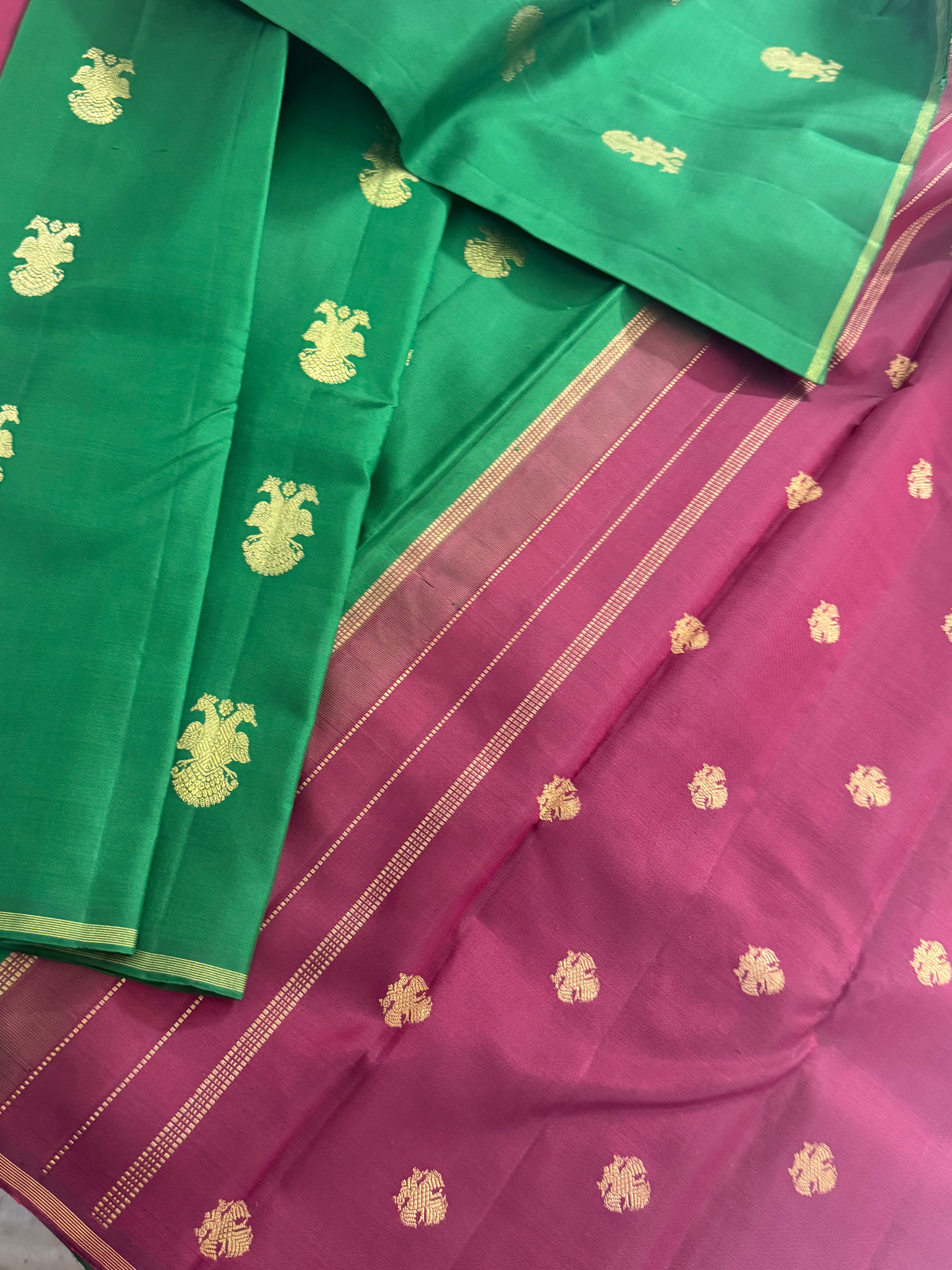 Swara: Borderless Kanjivaram Silk (Gandaberunda Motifs)
