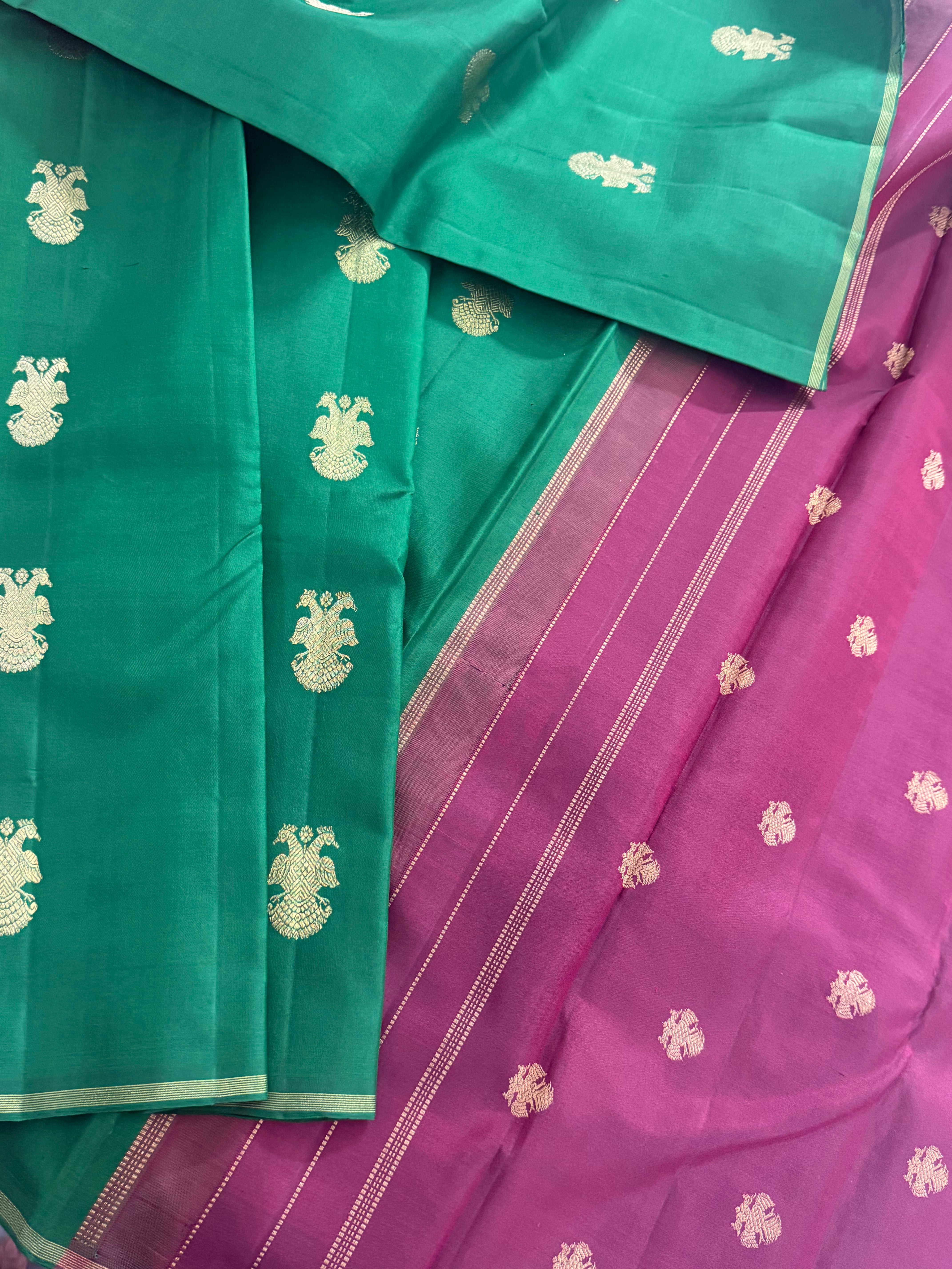 Swara: Borderless Kanjivaram Silk (Gandaberunda Motifs)