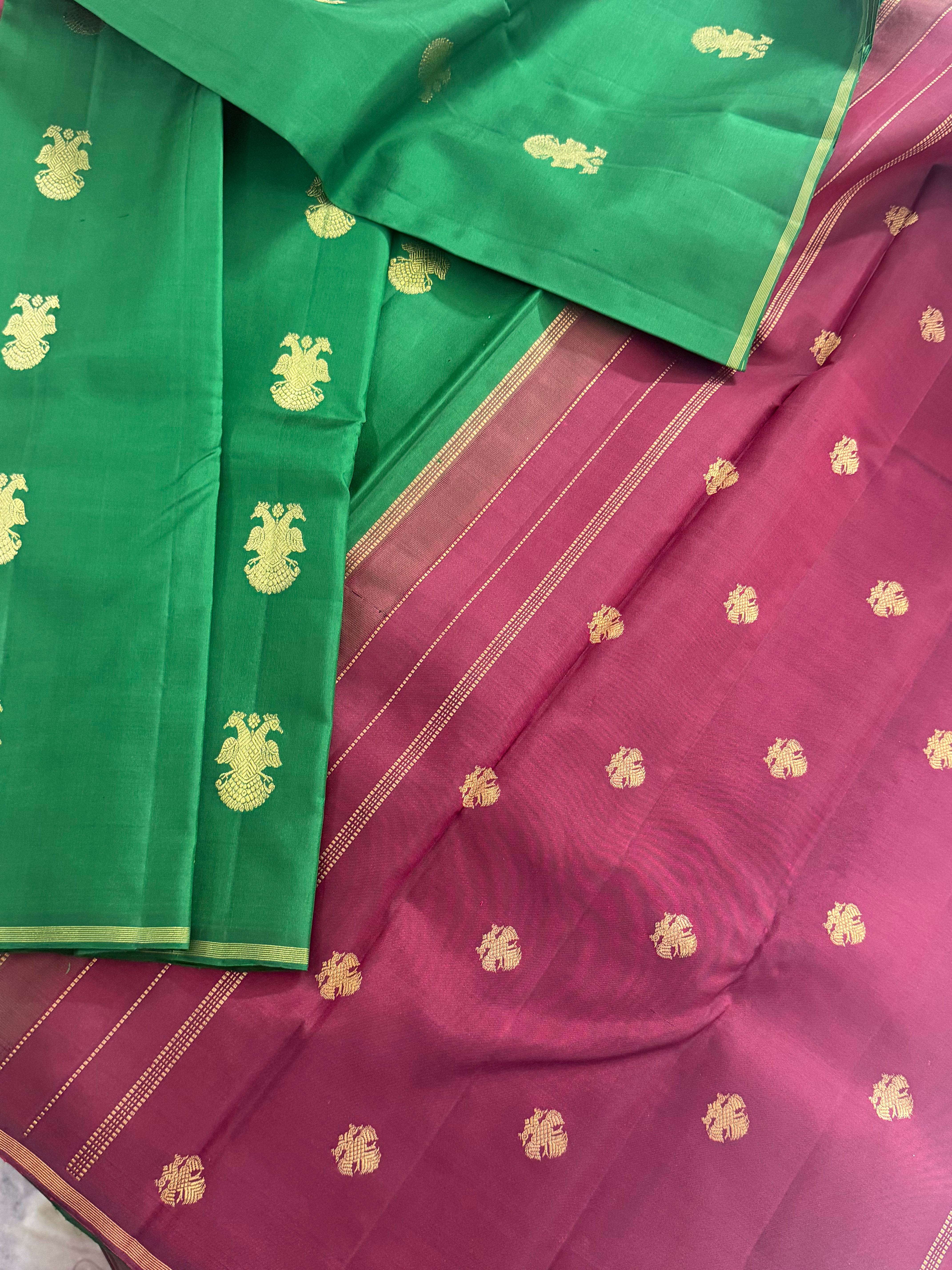 Swara: Borderless Kanjivaram Silk (Gandaberunda Motifs)