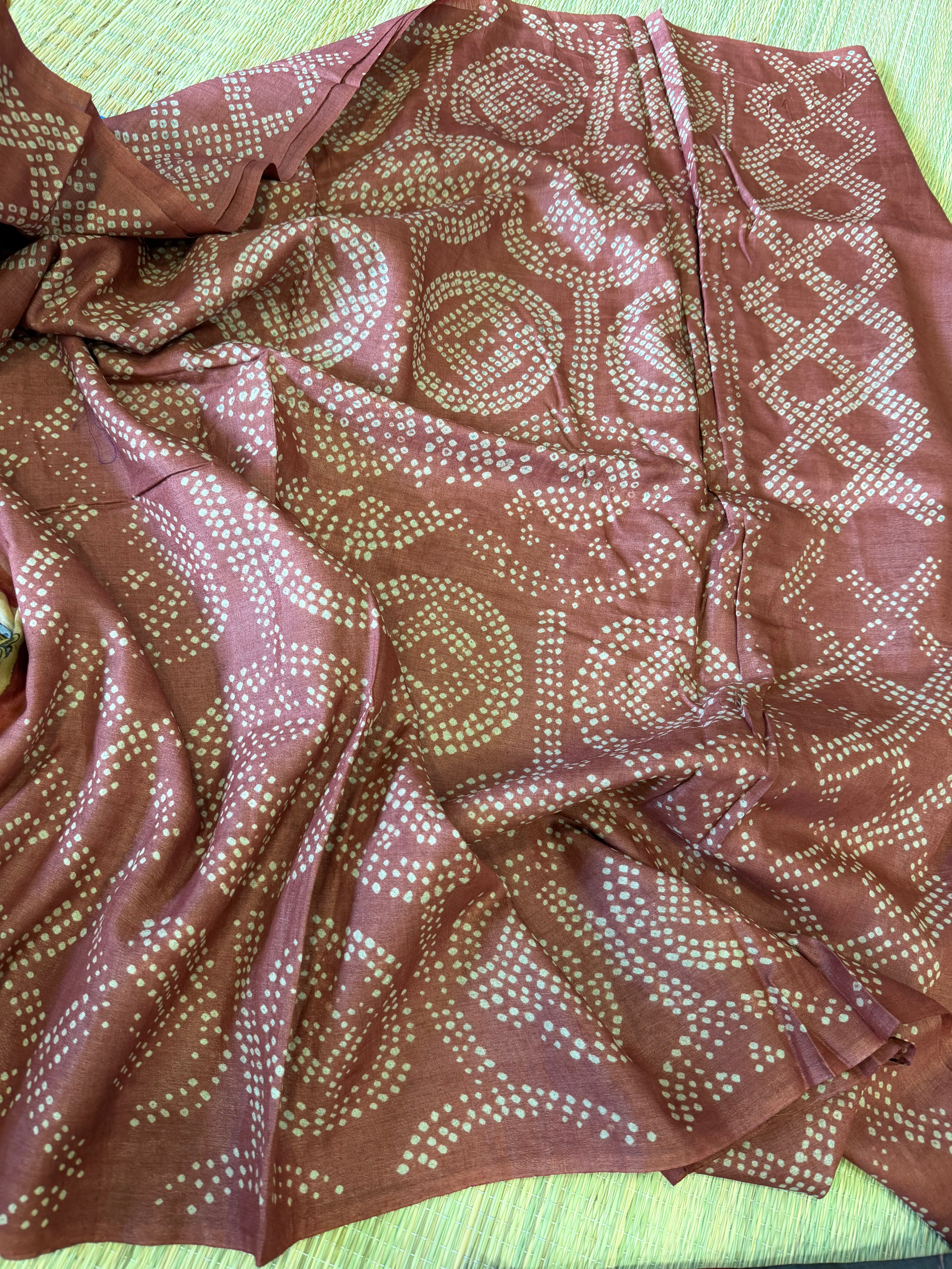 Bandhej x Kalamkari on Tussar