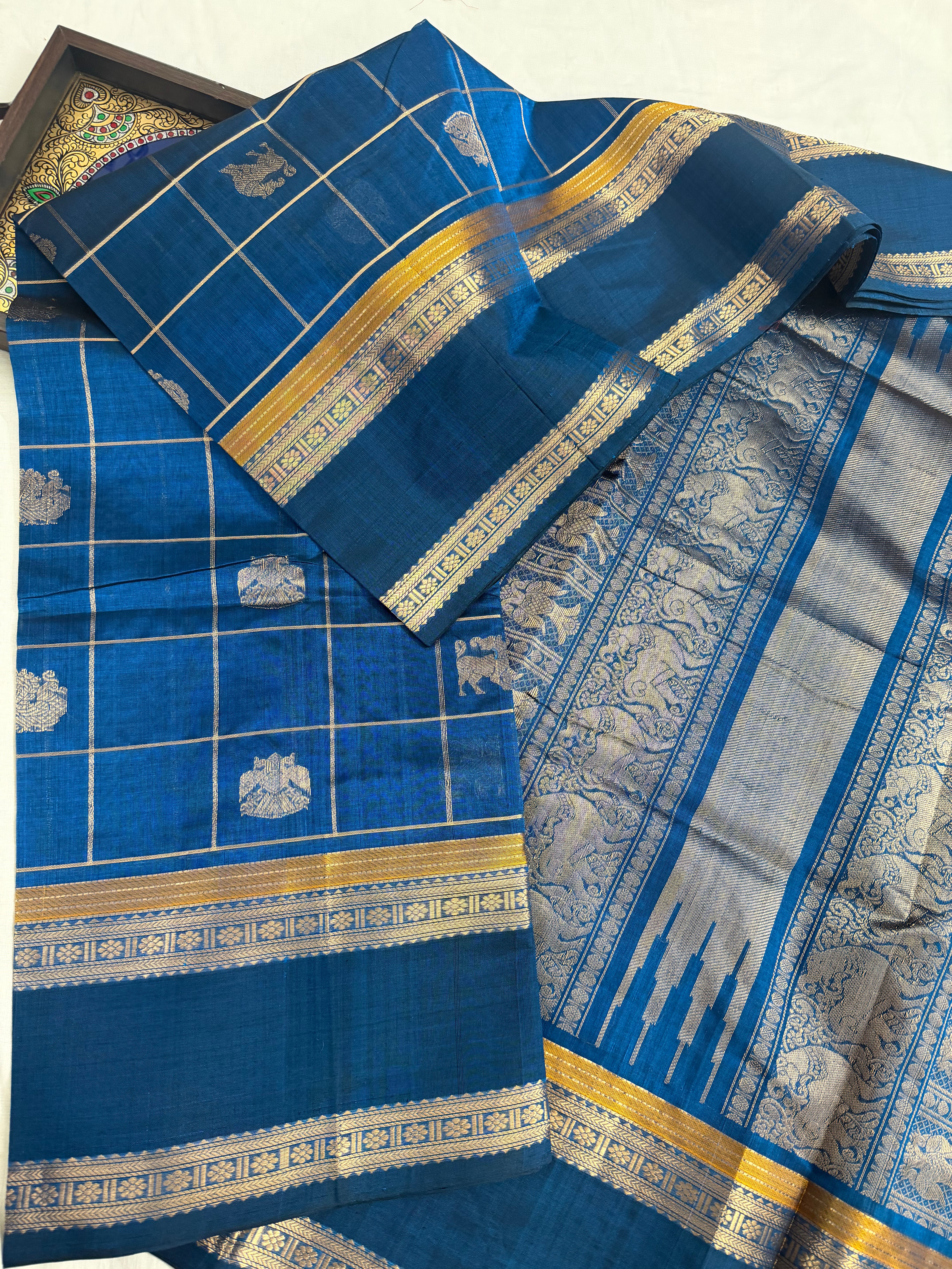 Handwoven Silk Cotton with Zari motifs