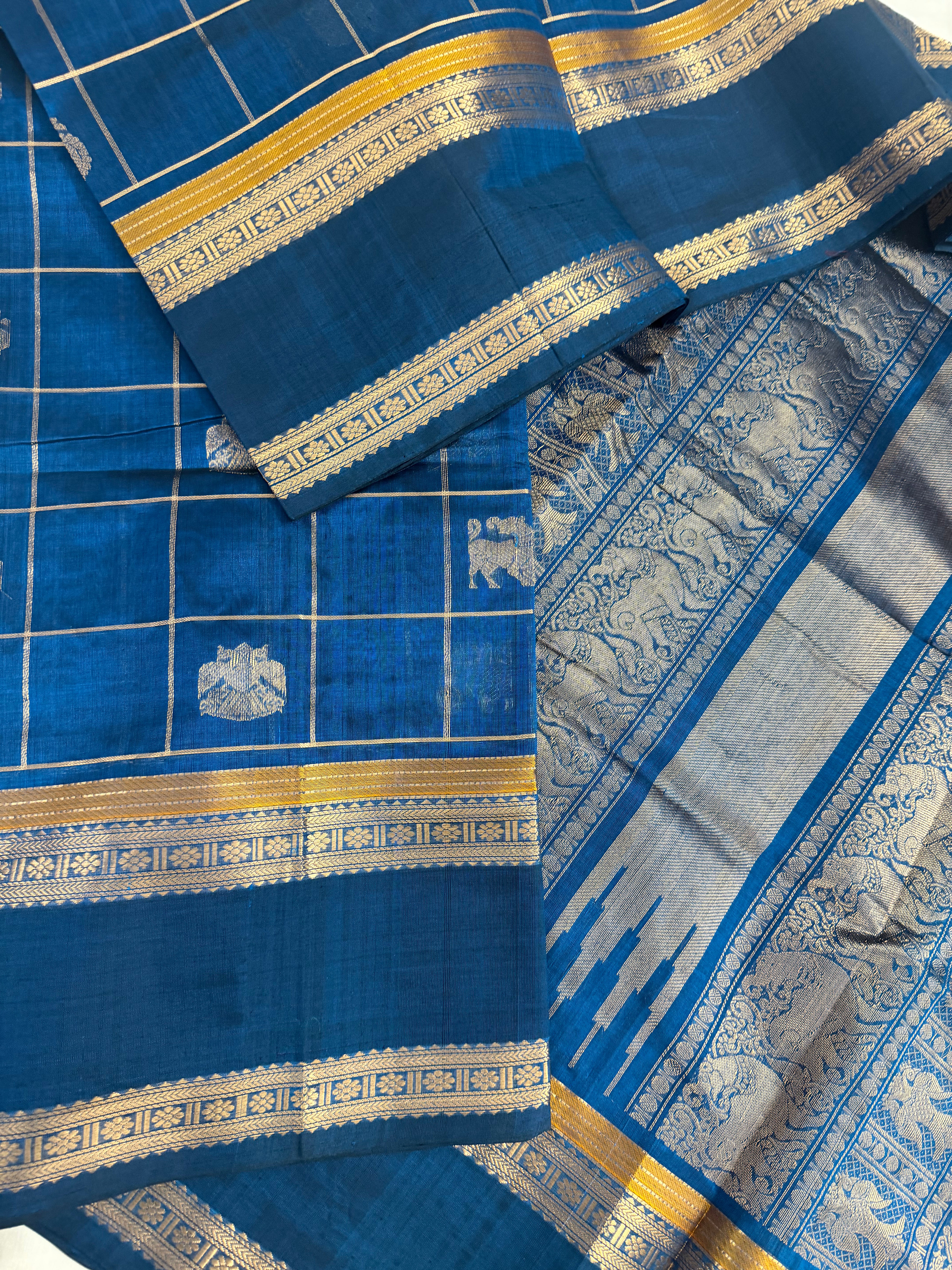 Handwoven Silk Cotton with Zari motifs