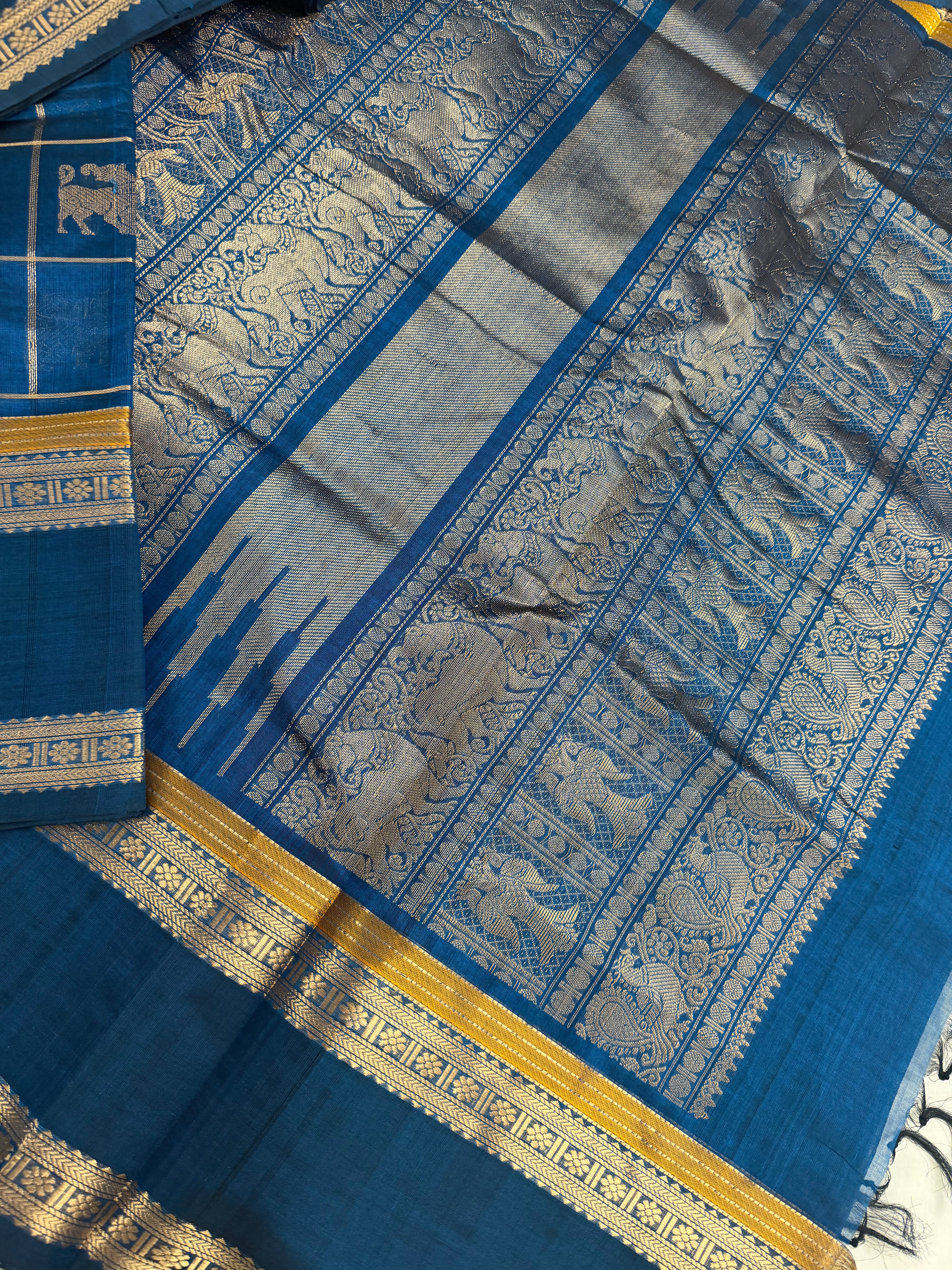 Handwoven Silk Cotton with Zari motifs
