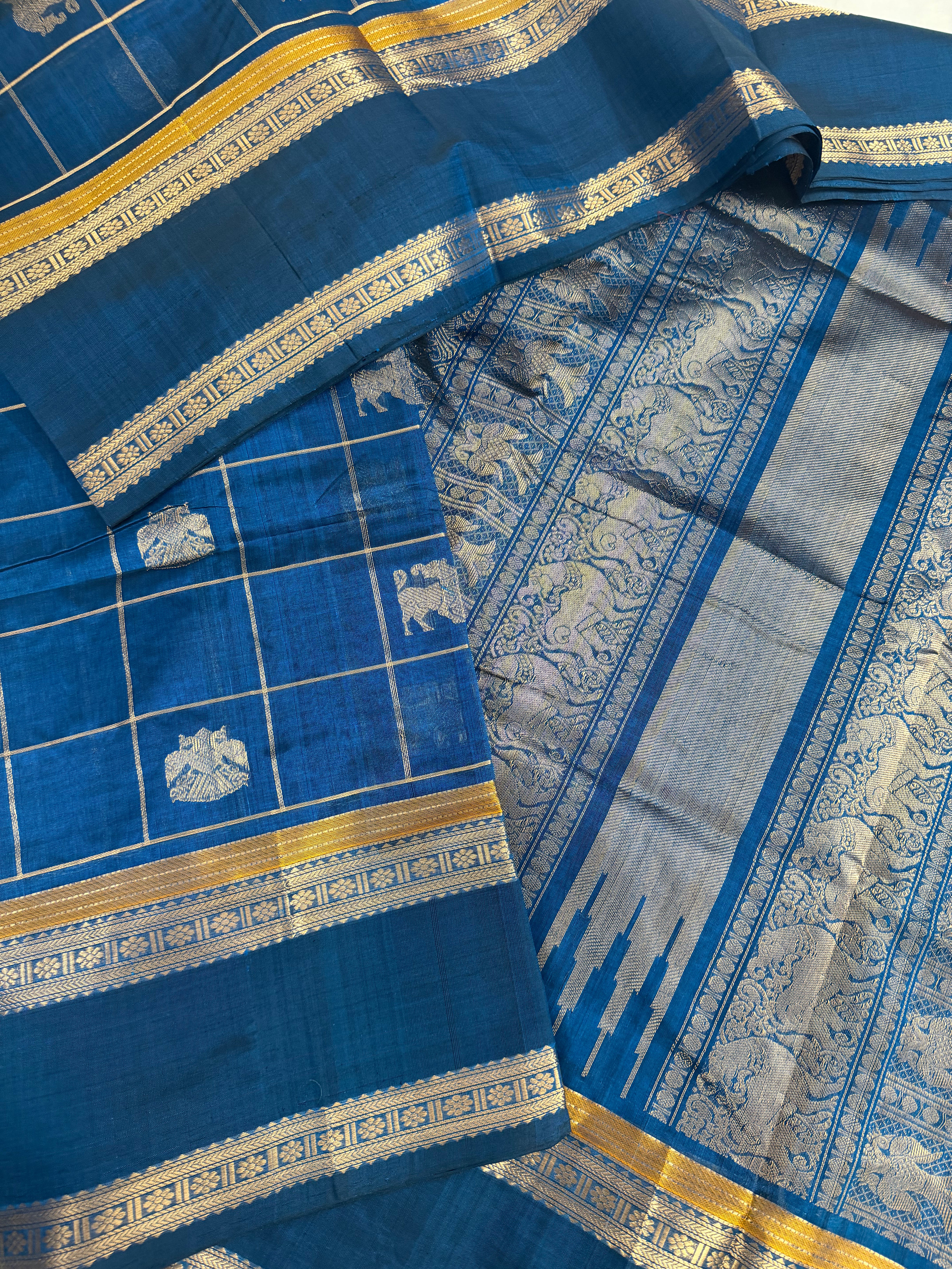 Handwoven Silk Cotton with Zari motifs
