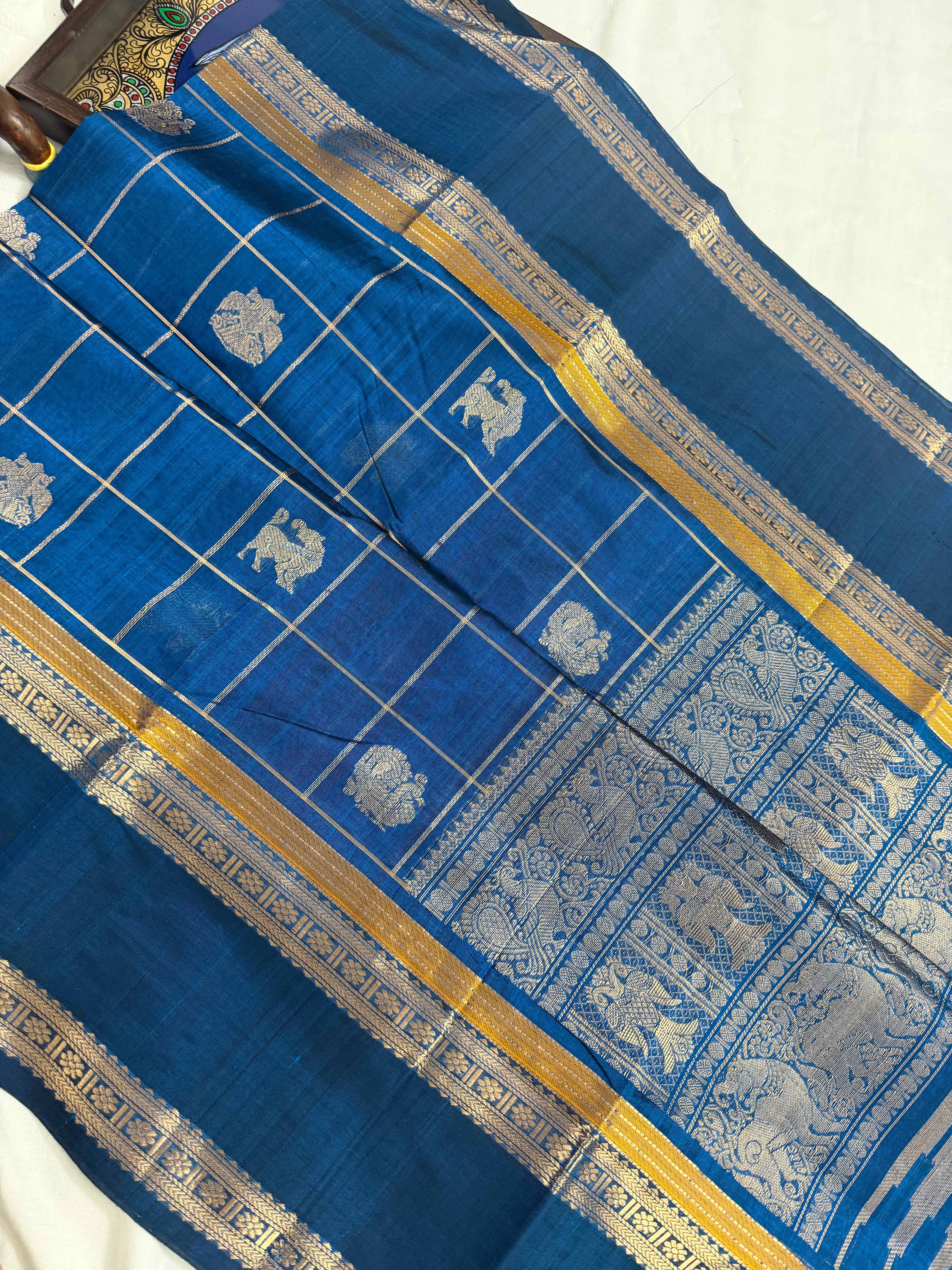 Handwoven Silk Cotton with Zari motifs
