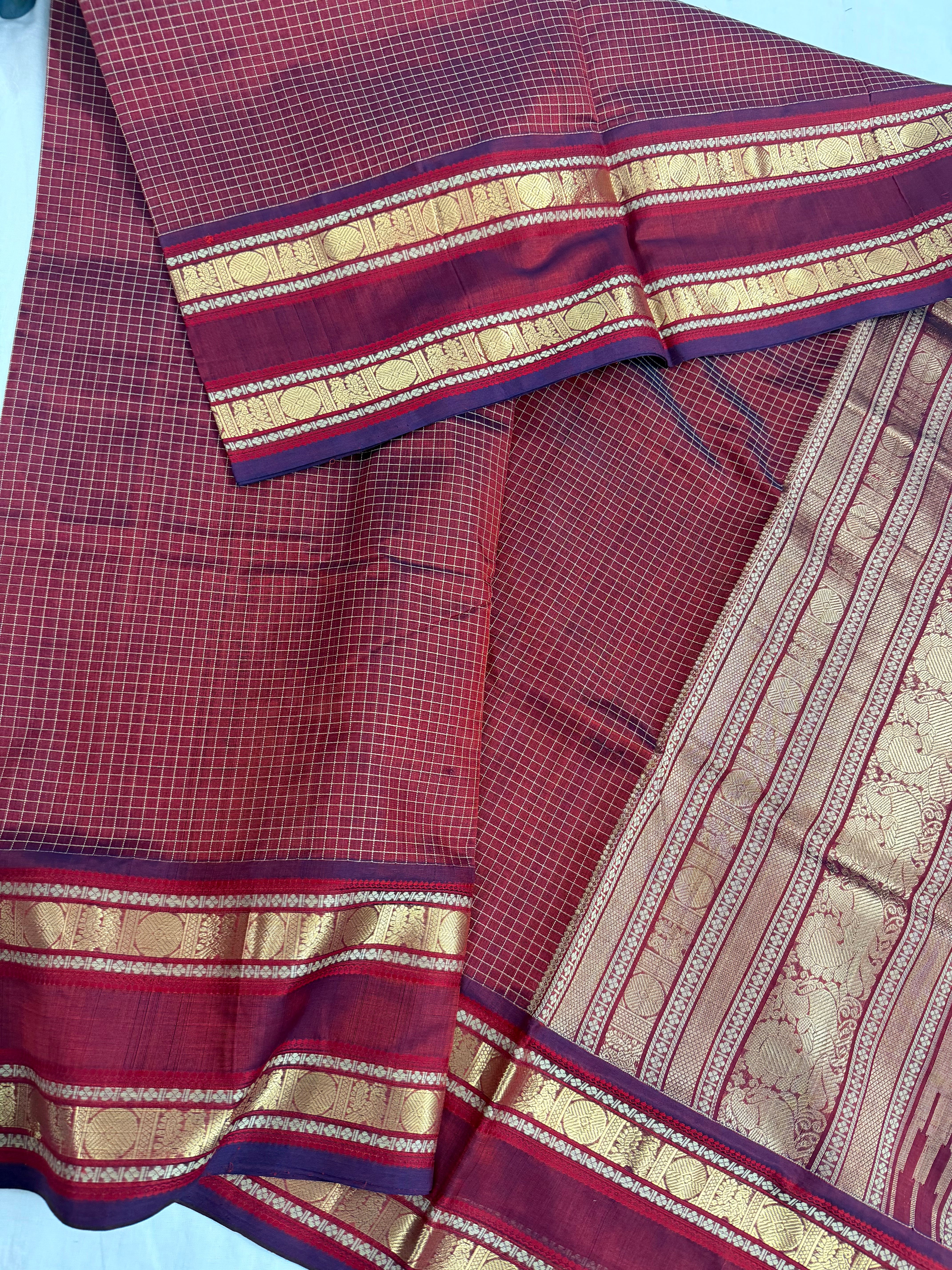 Handwoven Silk Cotton with Zari motifs