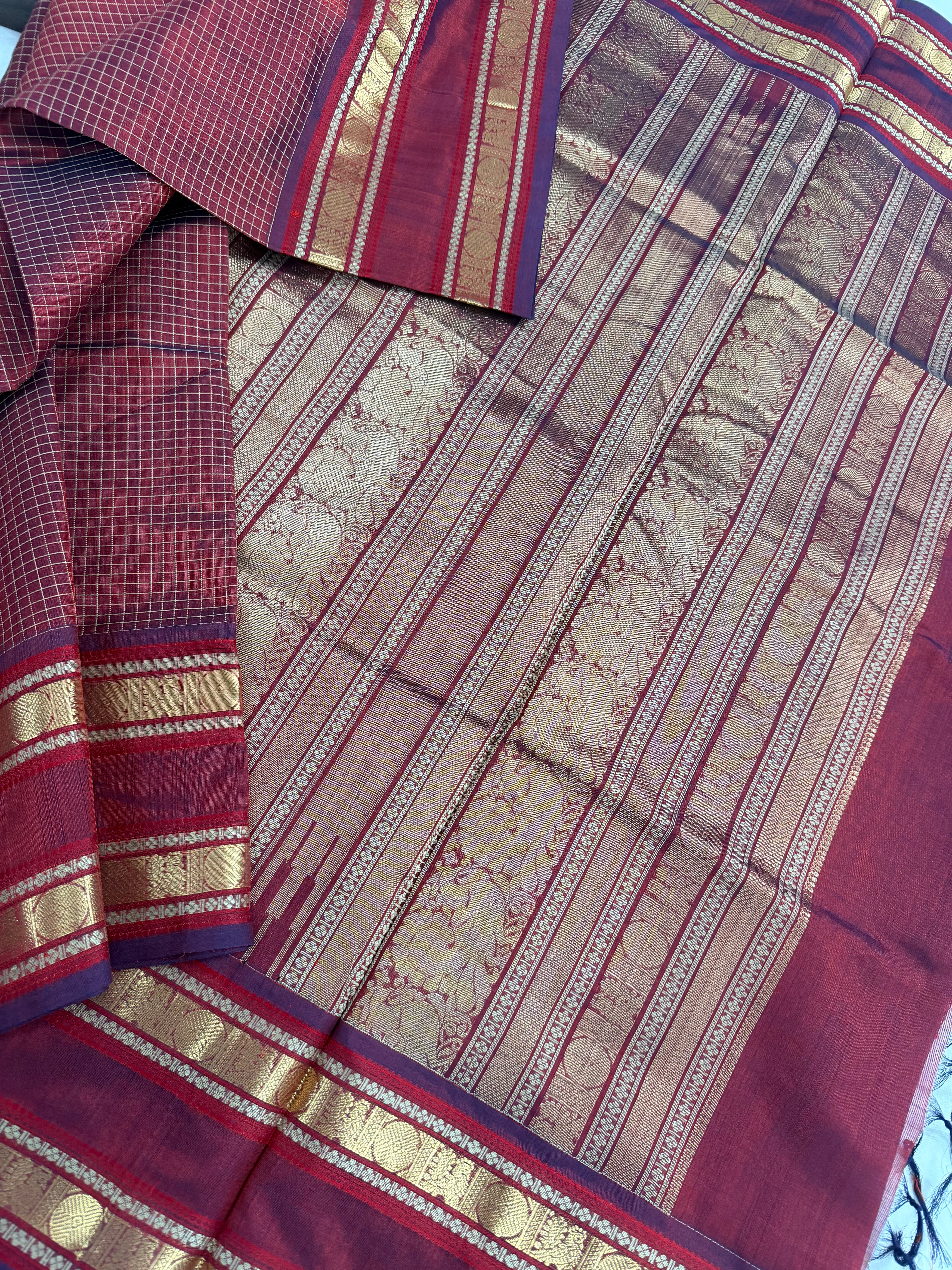 Handwoven Silk Cotton with Zari motifs